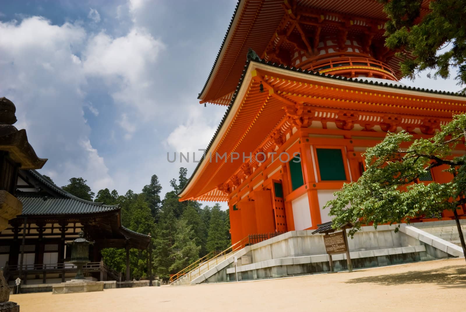 Konpon Daito: two-storied Pagoda Vermilion in Koya, Japan