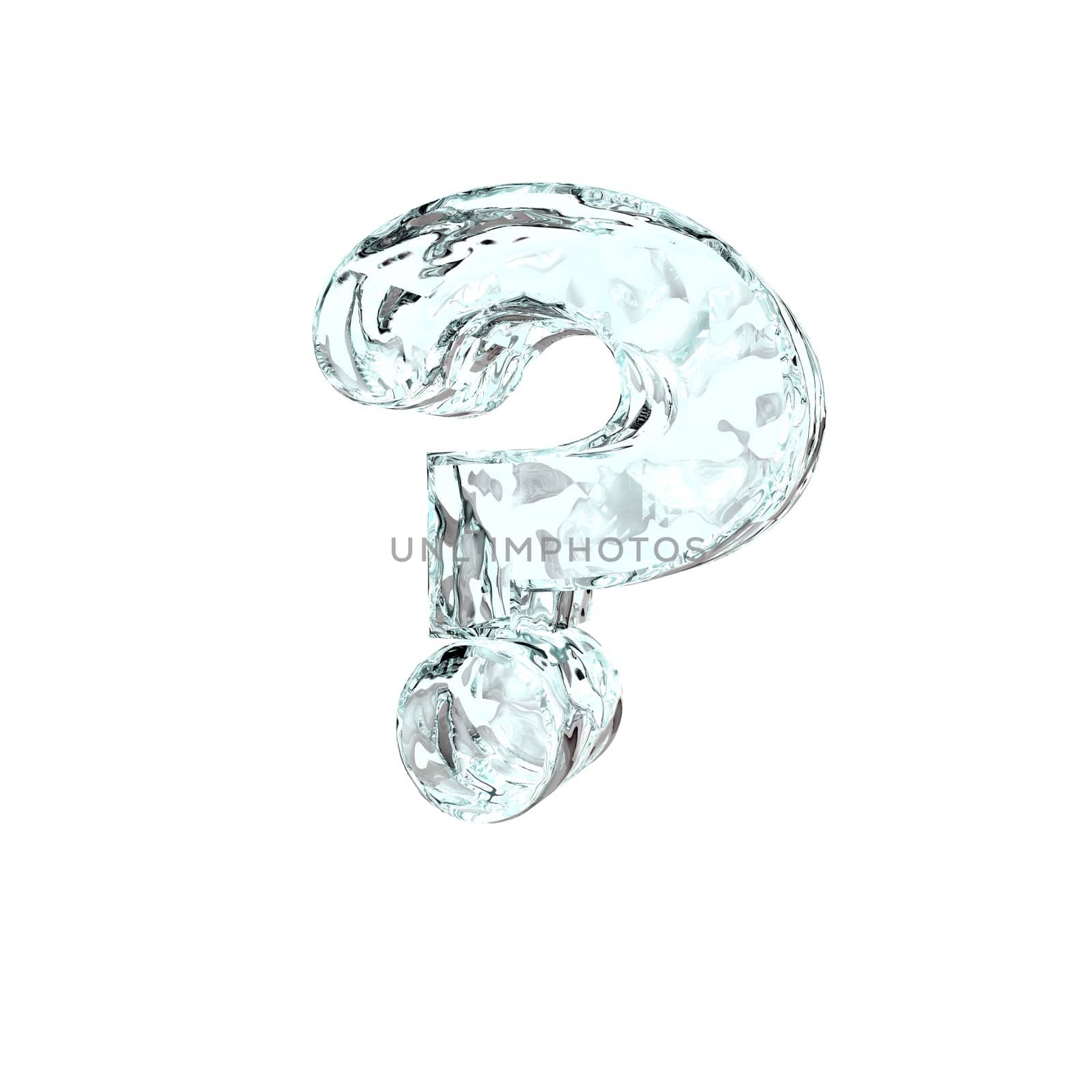 frozen question mark on white background - 3d illustration