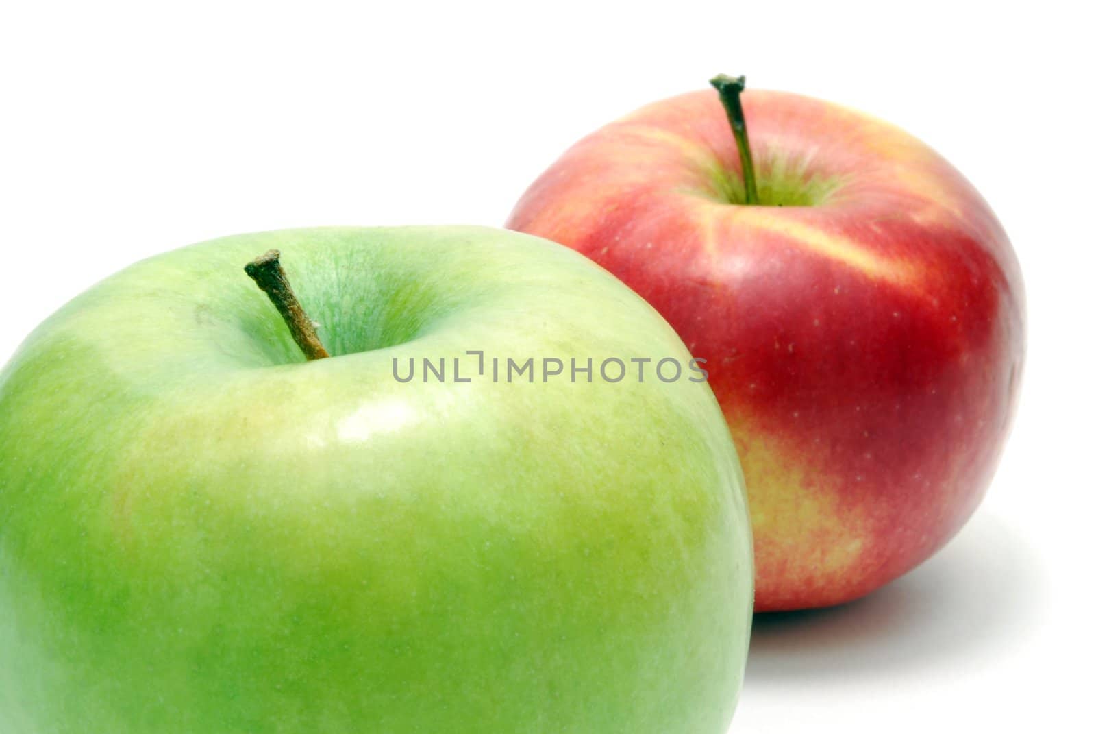 Green and Red Apples Isolated on White