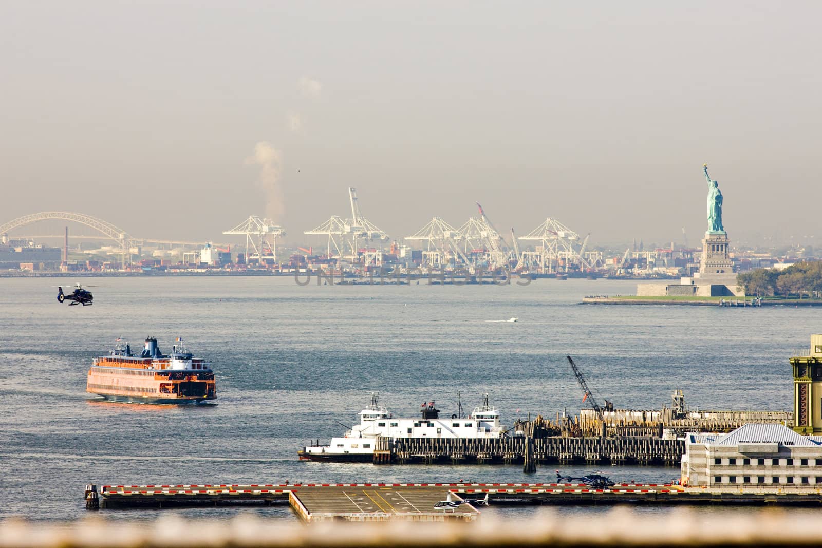 Upper New York Bay and Statue of Liberty, New York City, USA