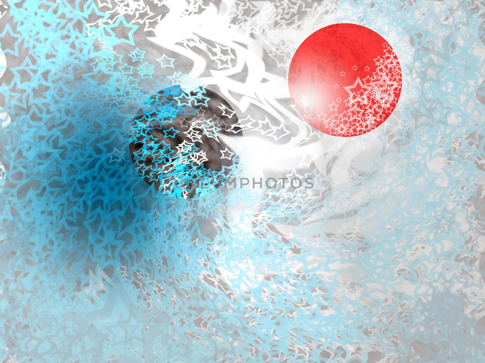 Birth of the cristmass red ball in whirlwild abstract background