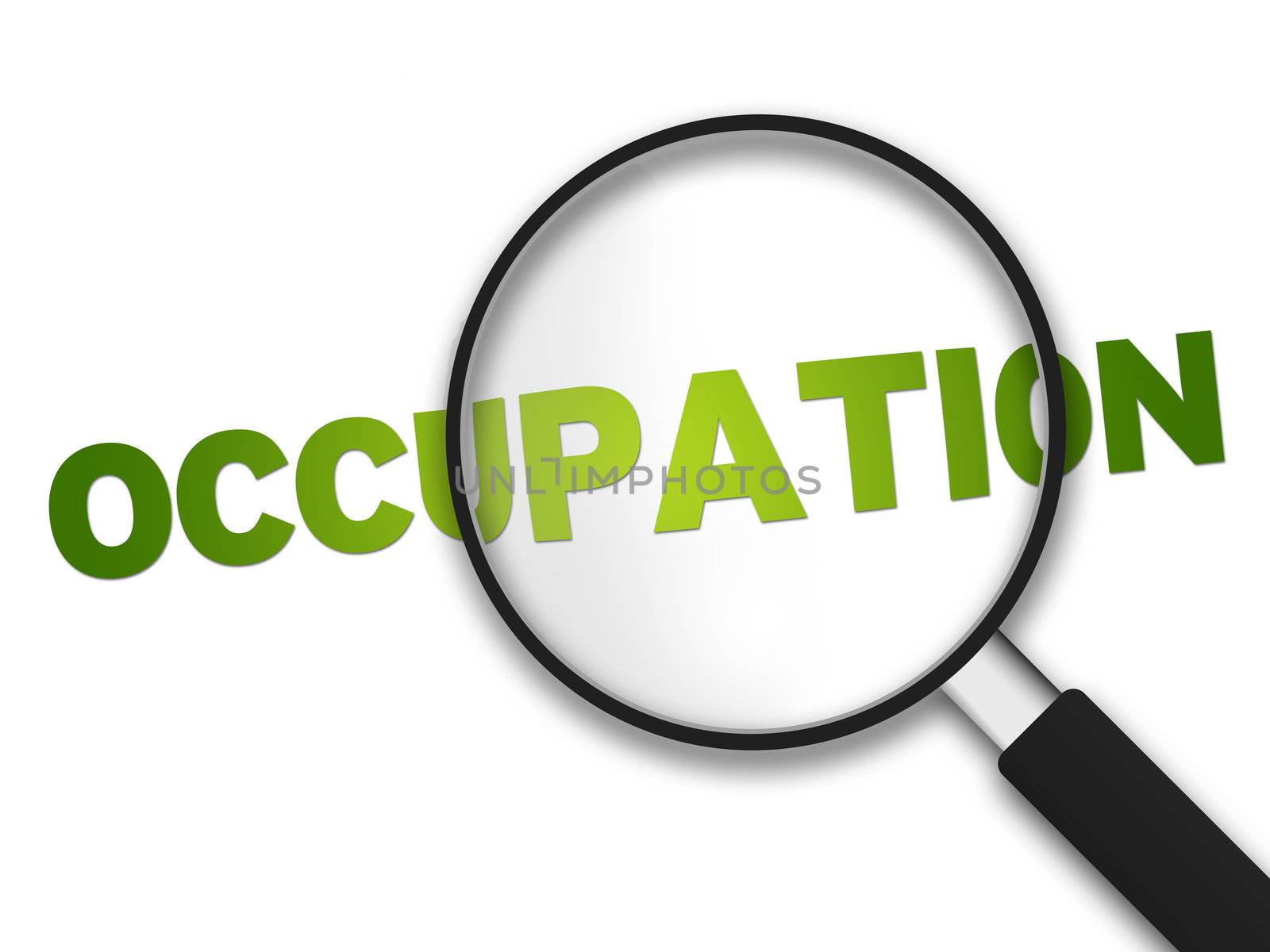 Magnifying Glass with the word Occupation on white background.