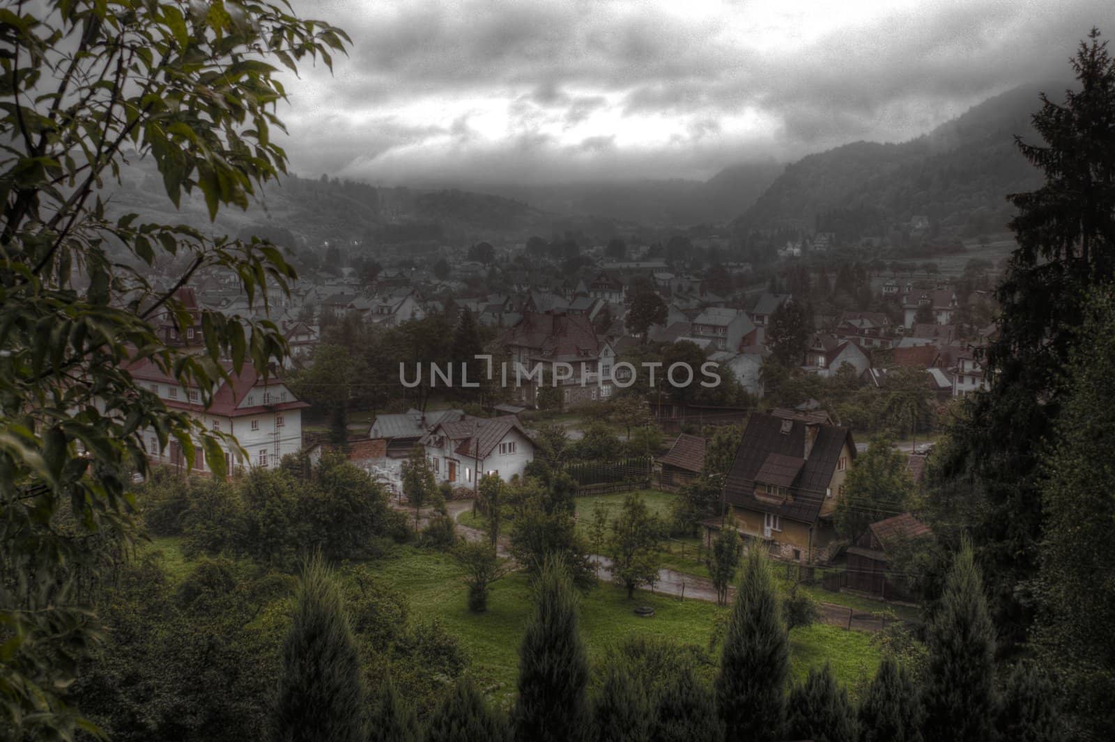 Rain in polish small town