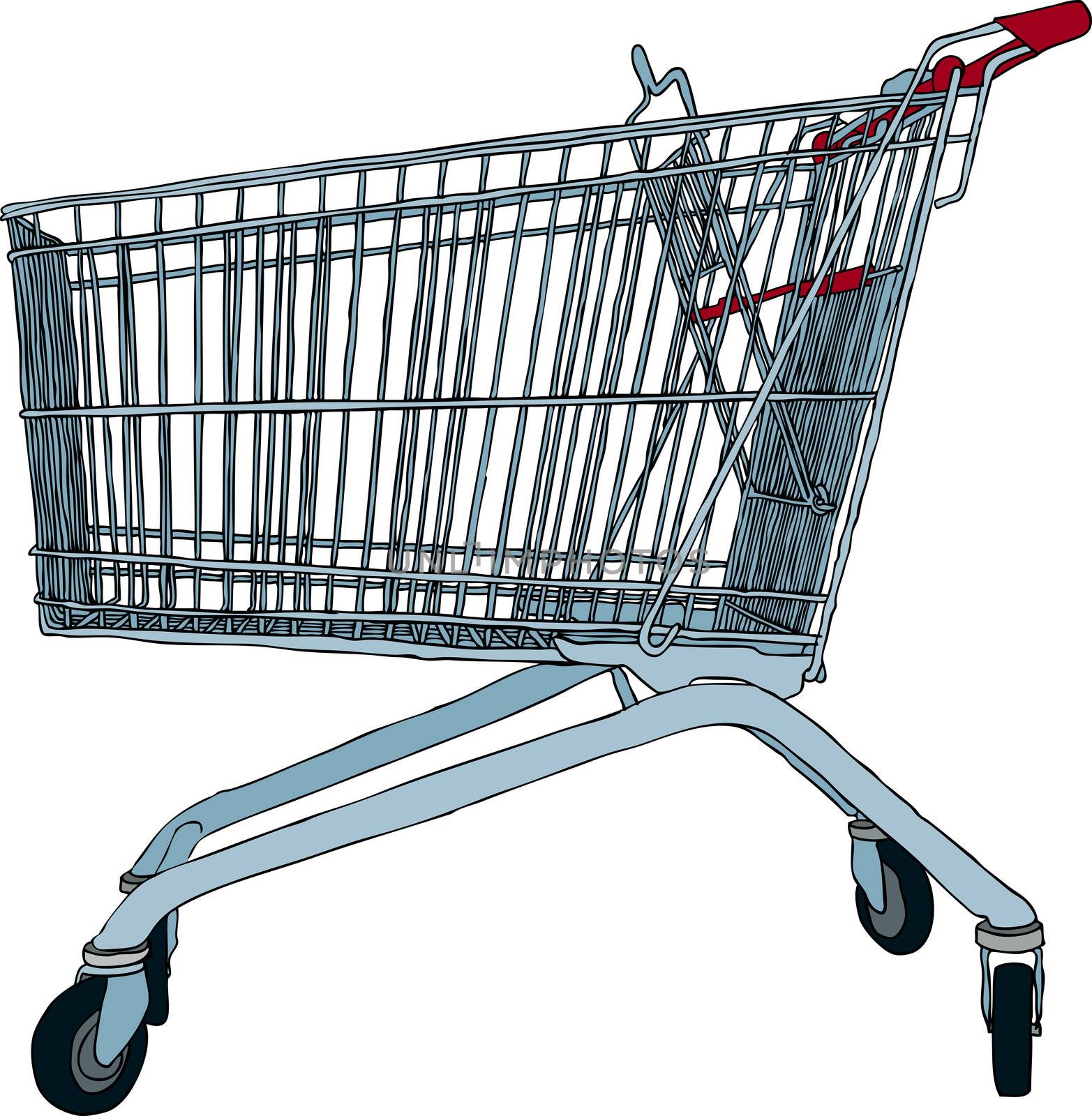 Hand drawn vector illustration of empty shopping trolley