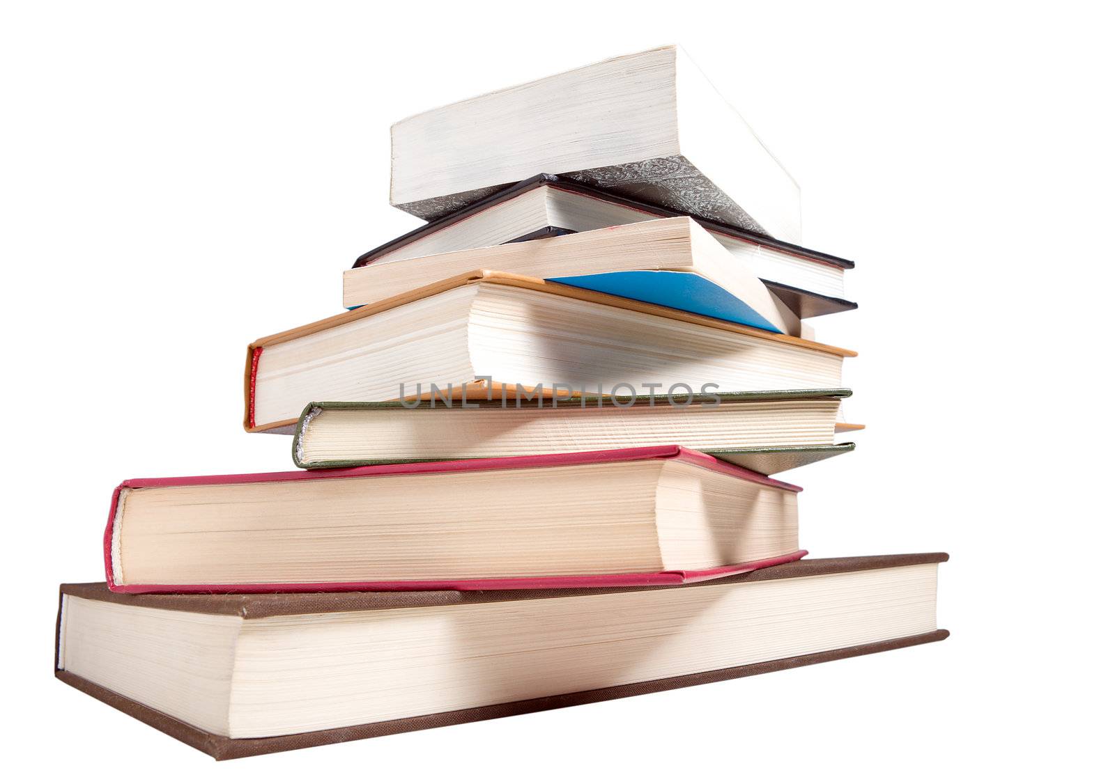 Stack of books isolated on the white.clipping Path 