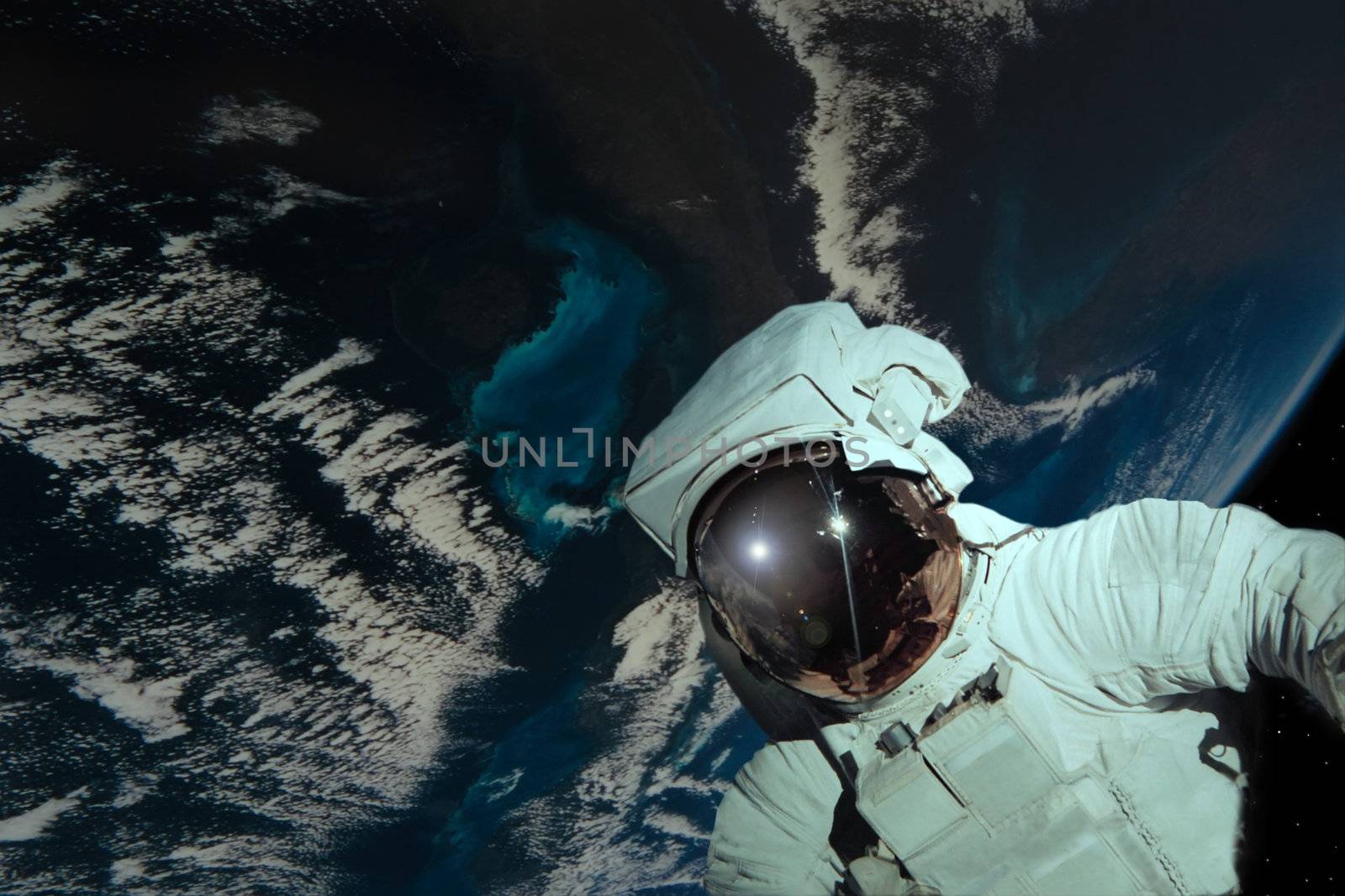 a simple background of the earth and stars as viewed by a space man from our own universe