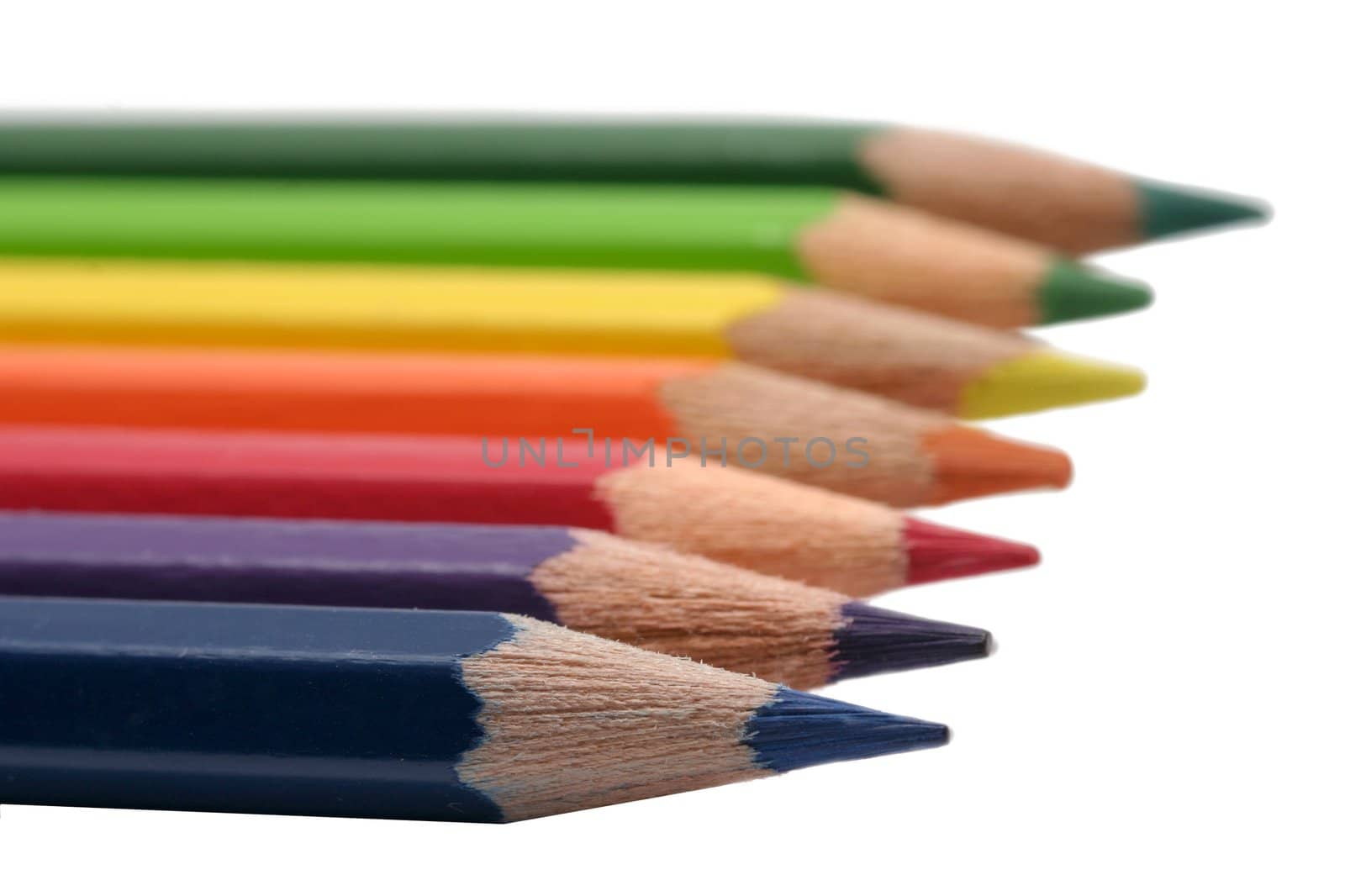 Line of pencils with shallow DOF isolated with clipping path