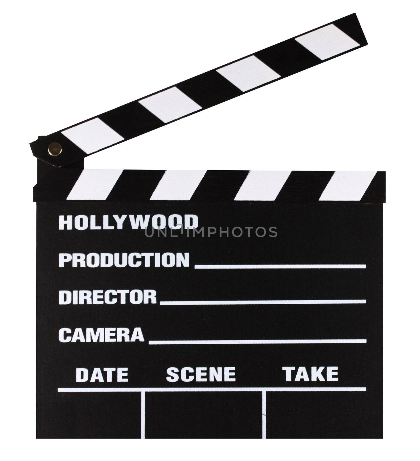 Movie slate board isolated on white.