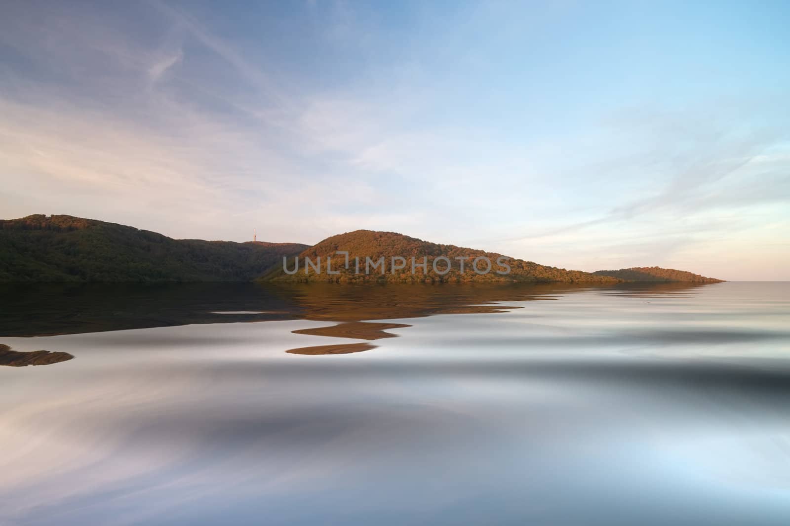 Mountain Medvednica with reflection in water