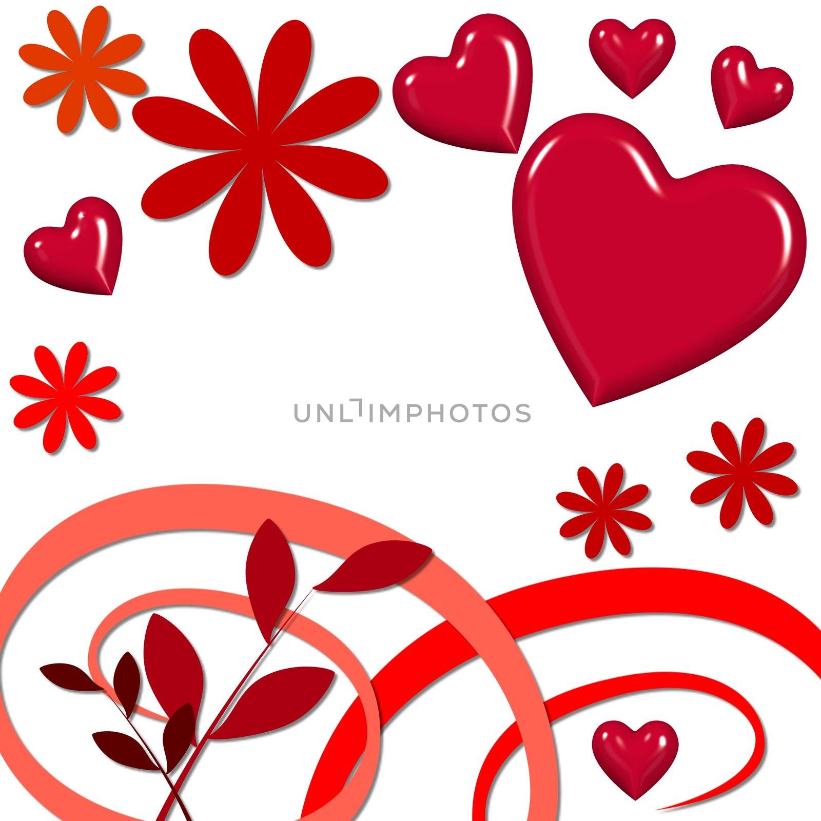background illustration with hearts and flowers