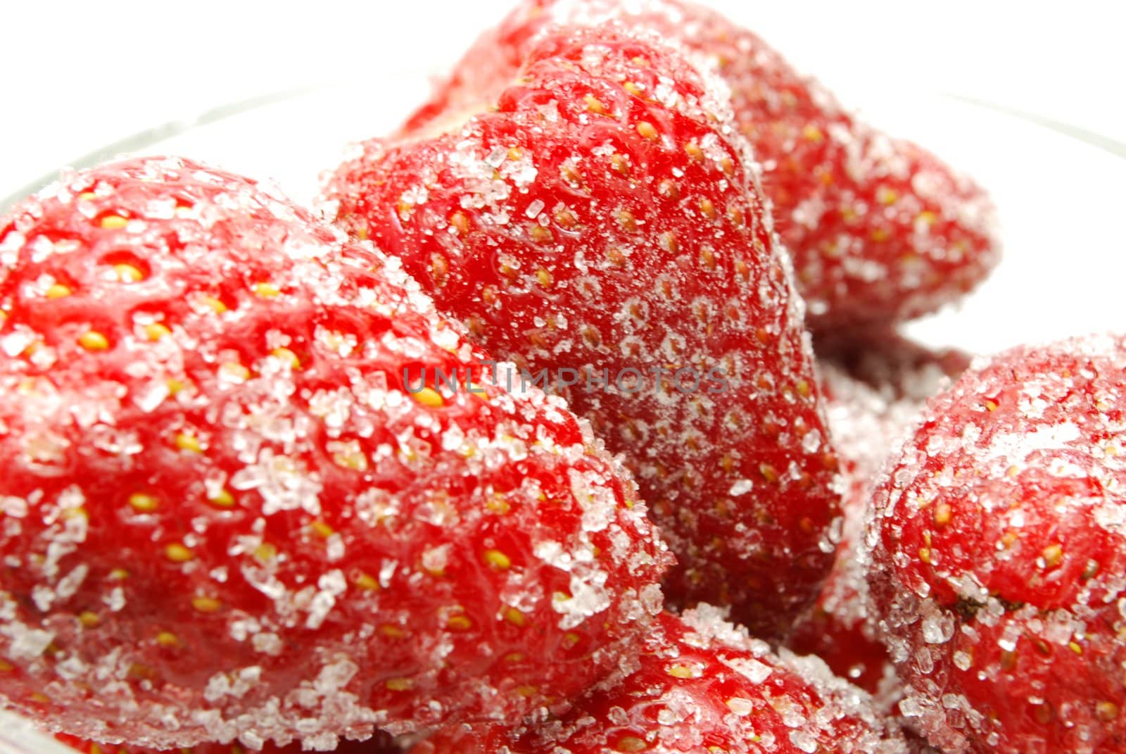 Isolated Tasty Strawberries with Sugar