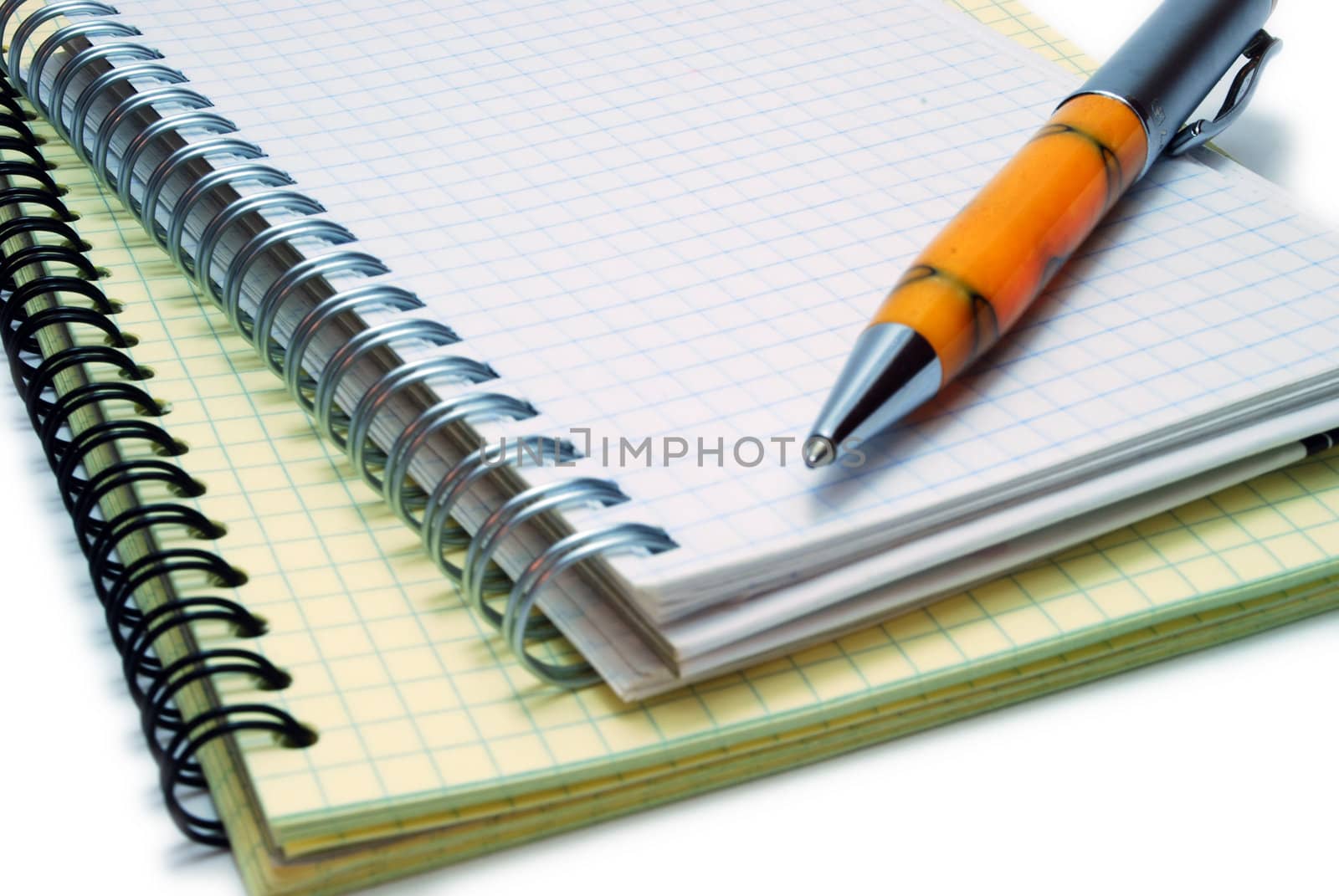 Ballpoint Pen on Notebooks Isolated on White