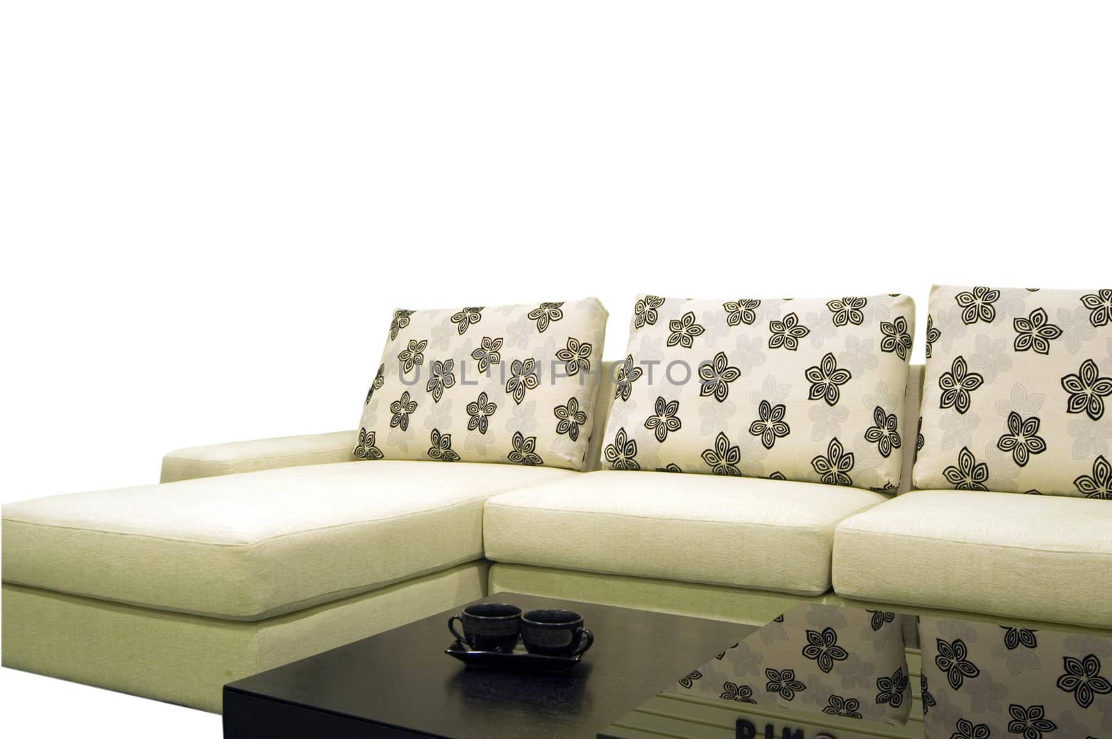 White background in the sofa