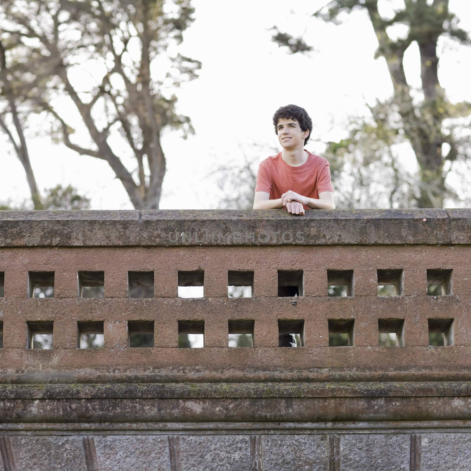 Smiling Teen Boy Outdoors by ptimages