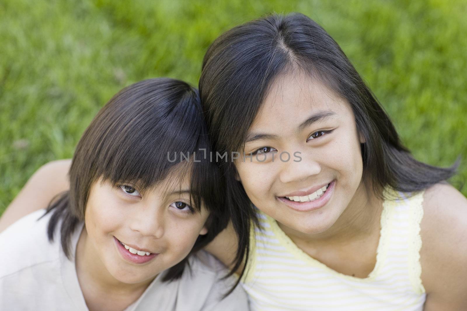 Close Up Portrait of Asian Brother and Sister