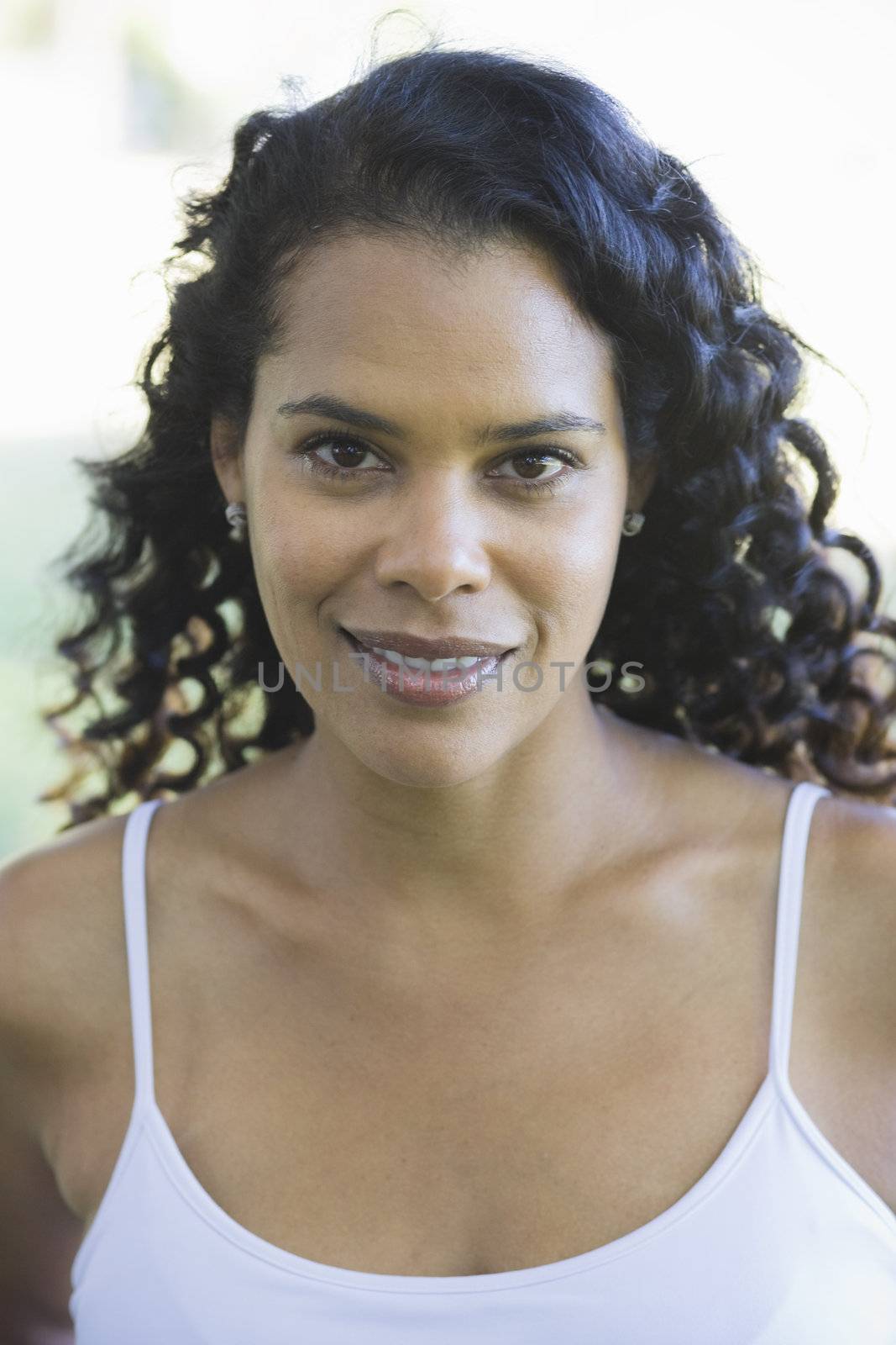 Portrait of African American Woman Smiling and Looking at Camera