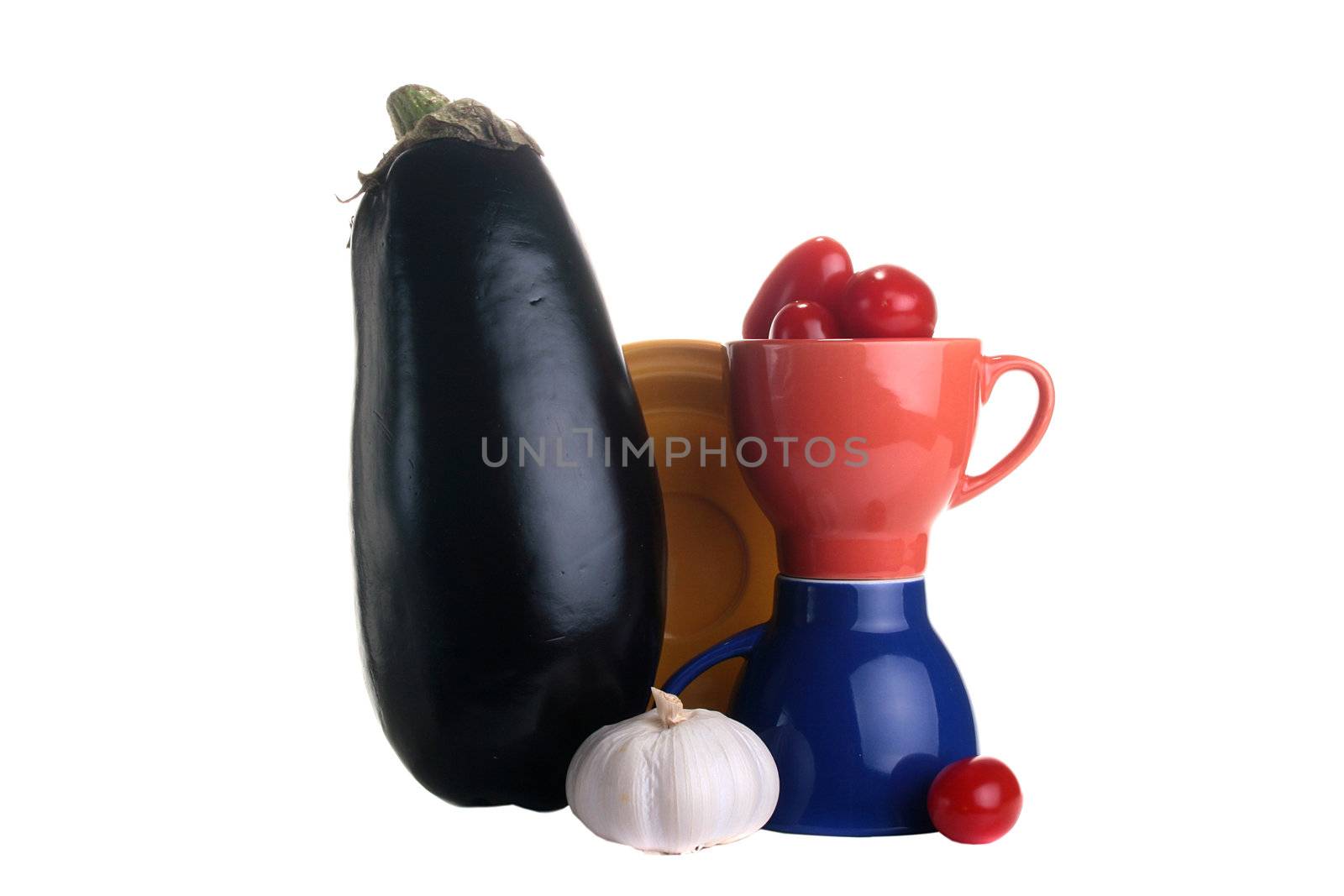 Eggplants with additional vegetables for snack preparation.