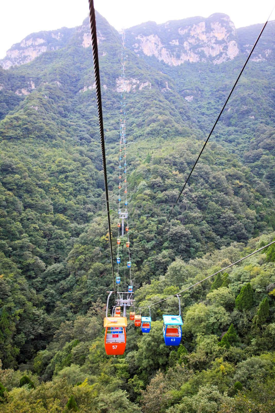 The cable cars at Yun-Tai Mountain, a World Geologic Park by gary718