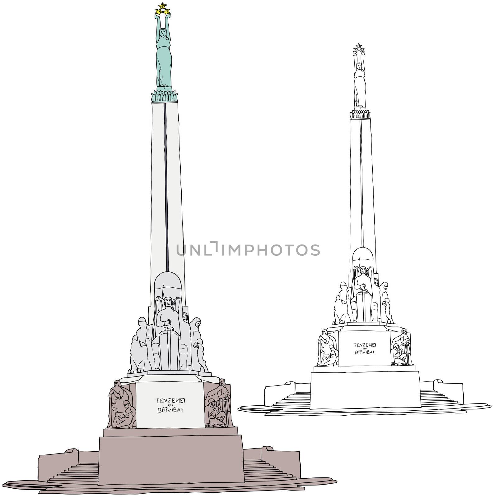 Illustration of Freedom Monument in Riga
