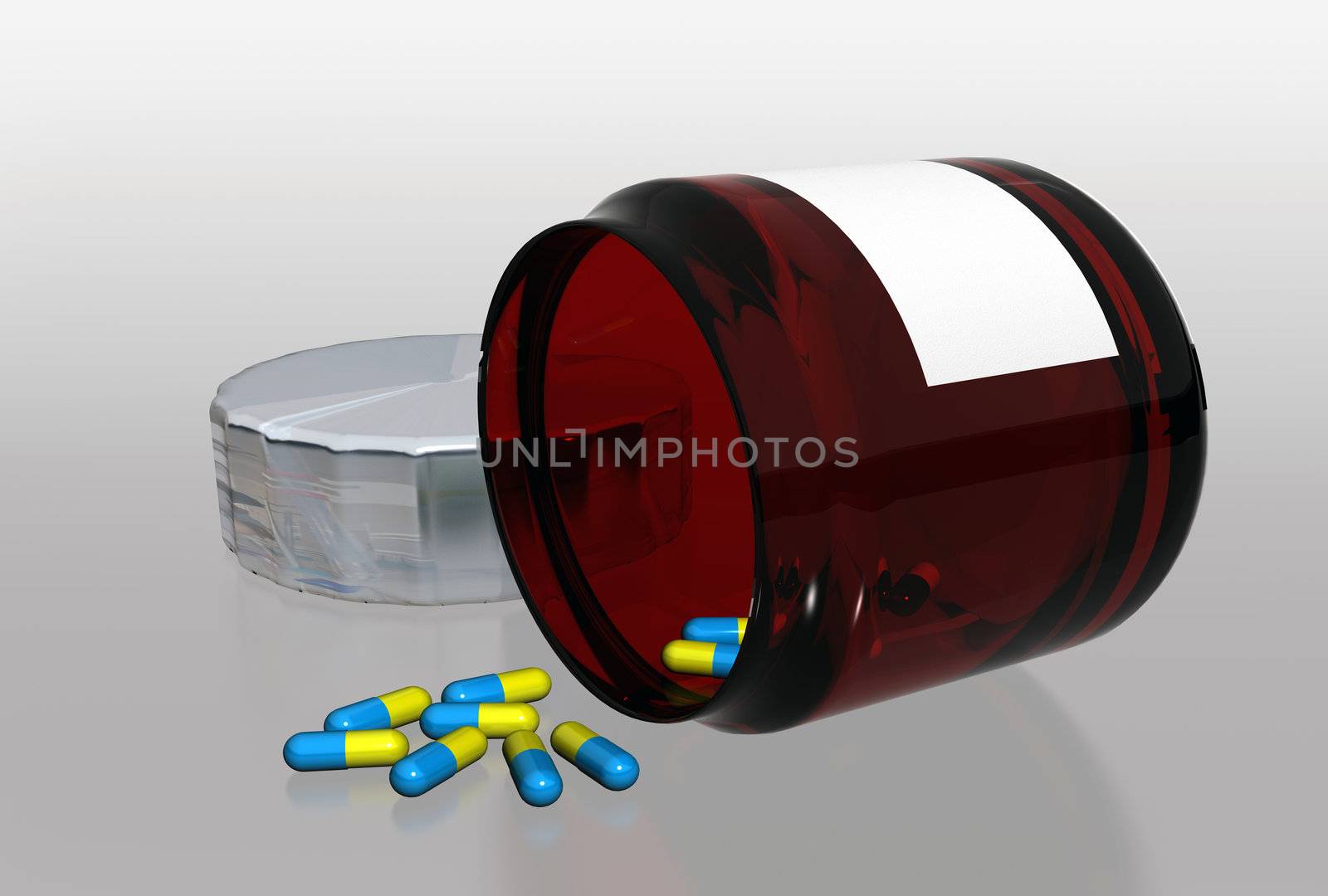 3d image of capsules and container