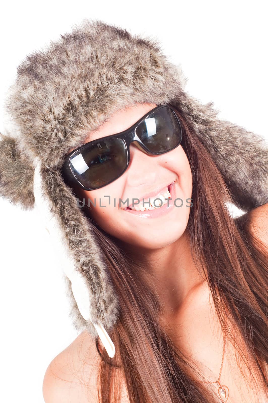 Woman in fur hat by anytka