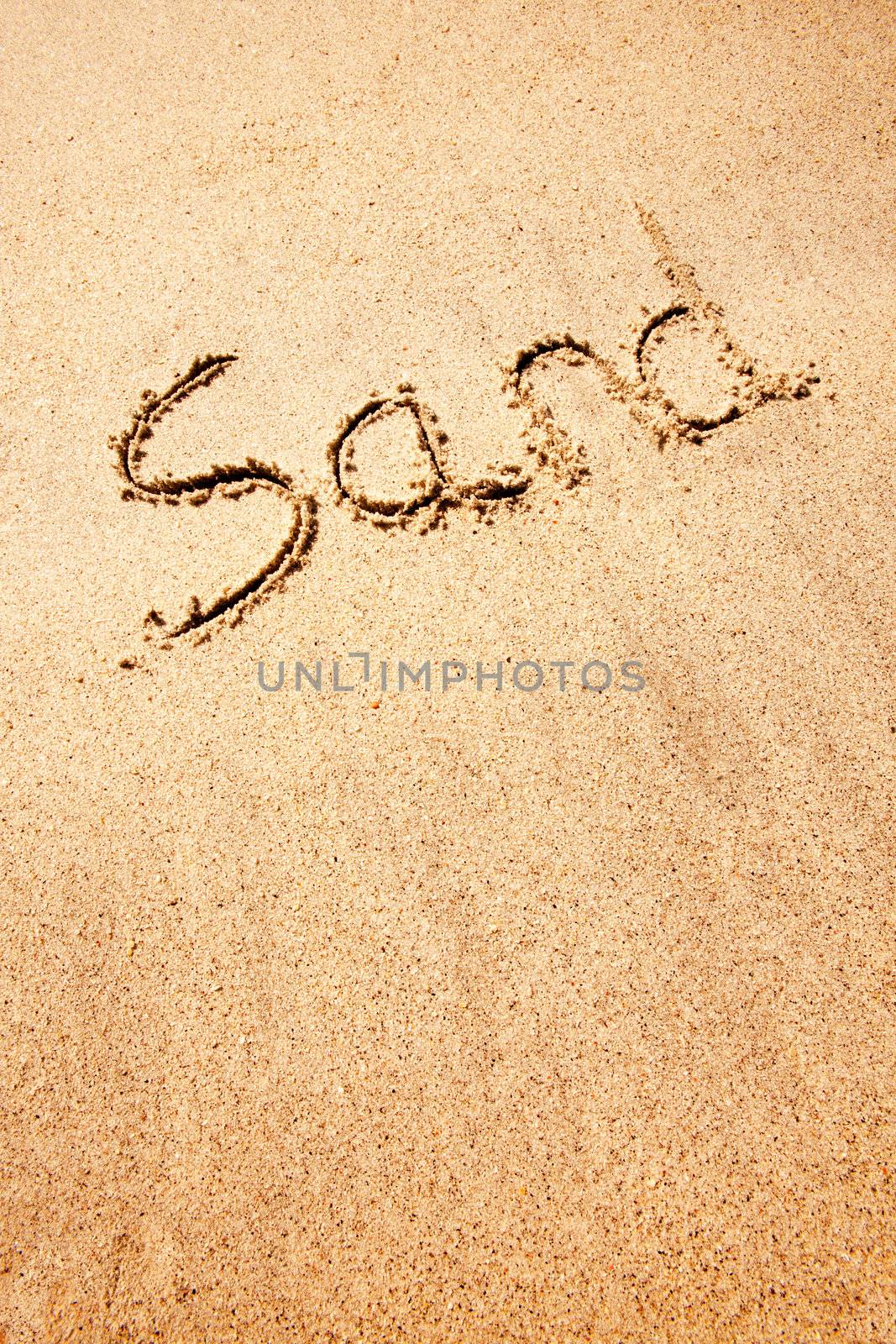 Sand written in the sand - background texture