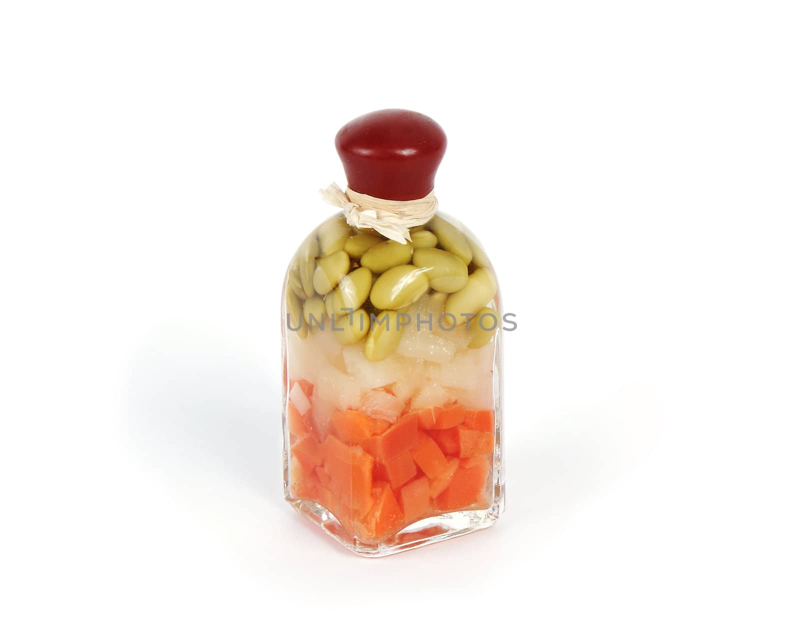 glass bottle with vegetables