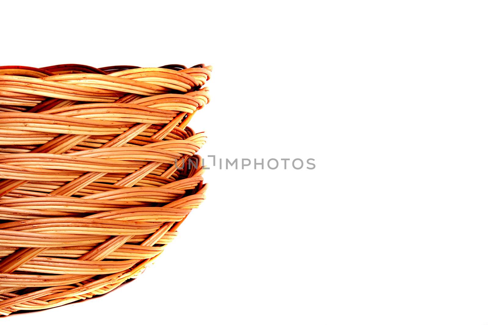 Five flat baskets for use in dressing on a white background.