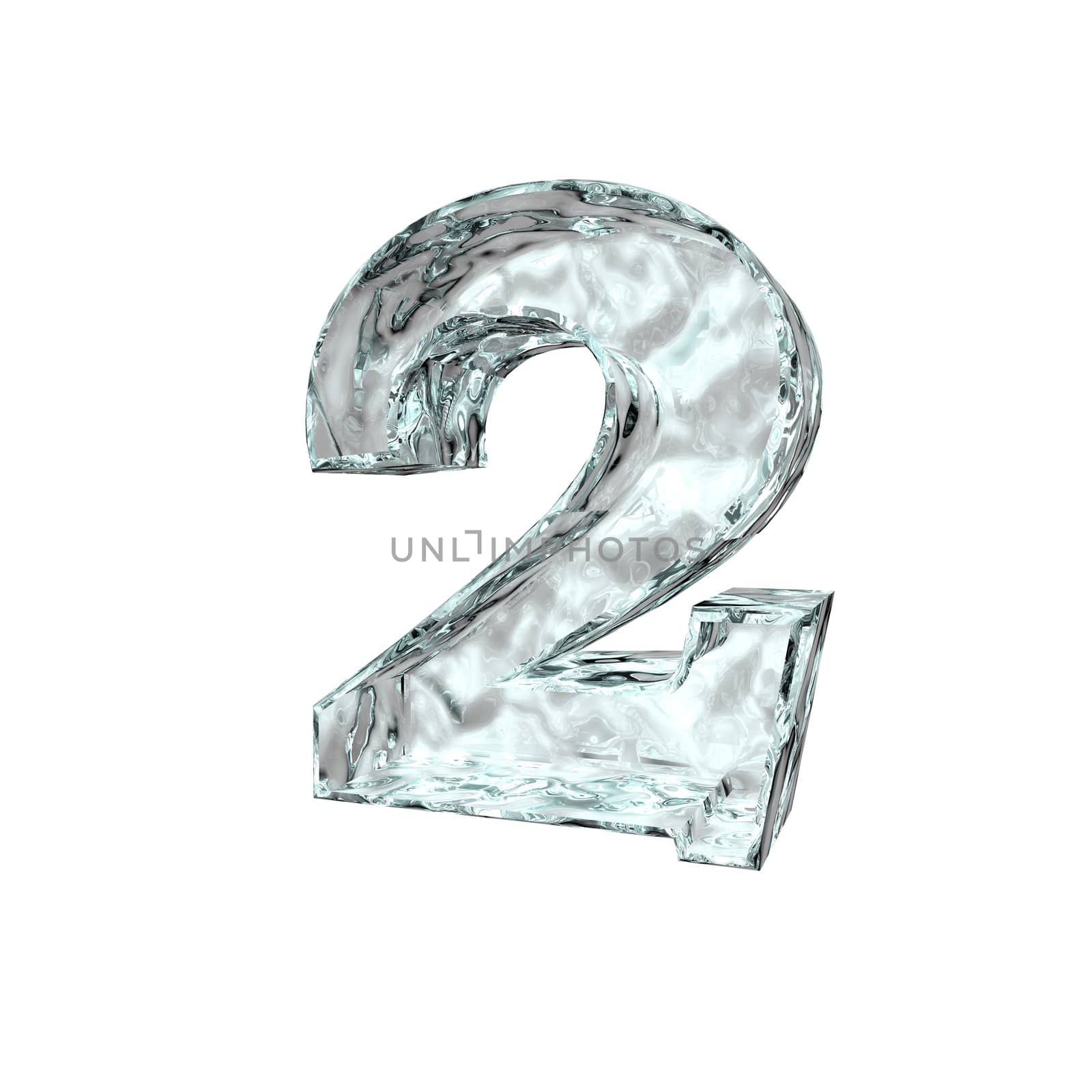 frozen number two on white background - 3d illustration