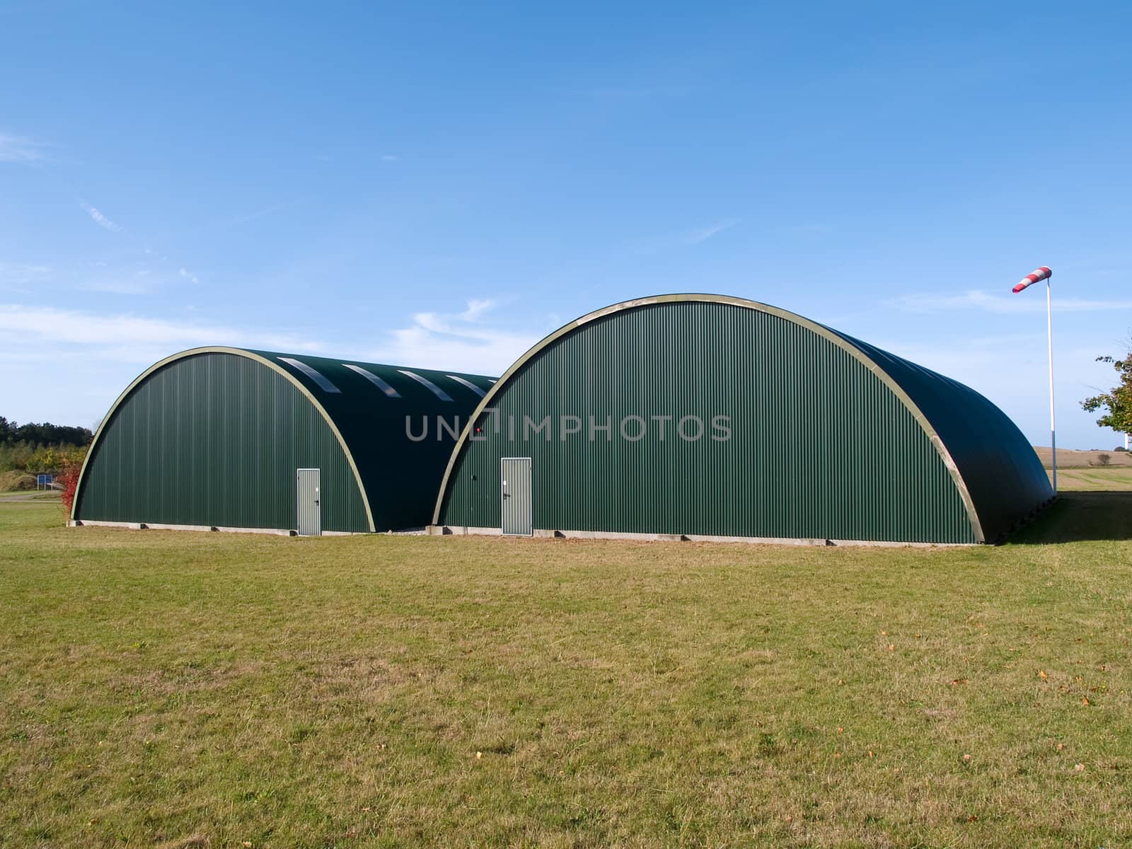 Big Airforce air base airport hangar with clear sky background