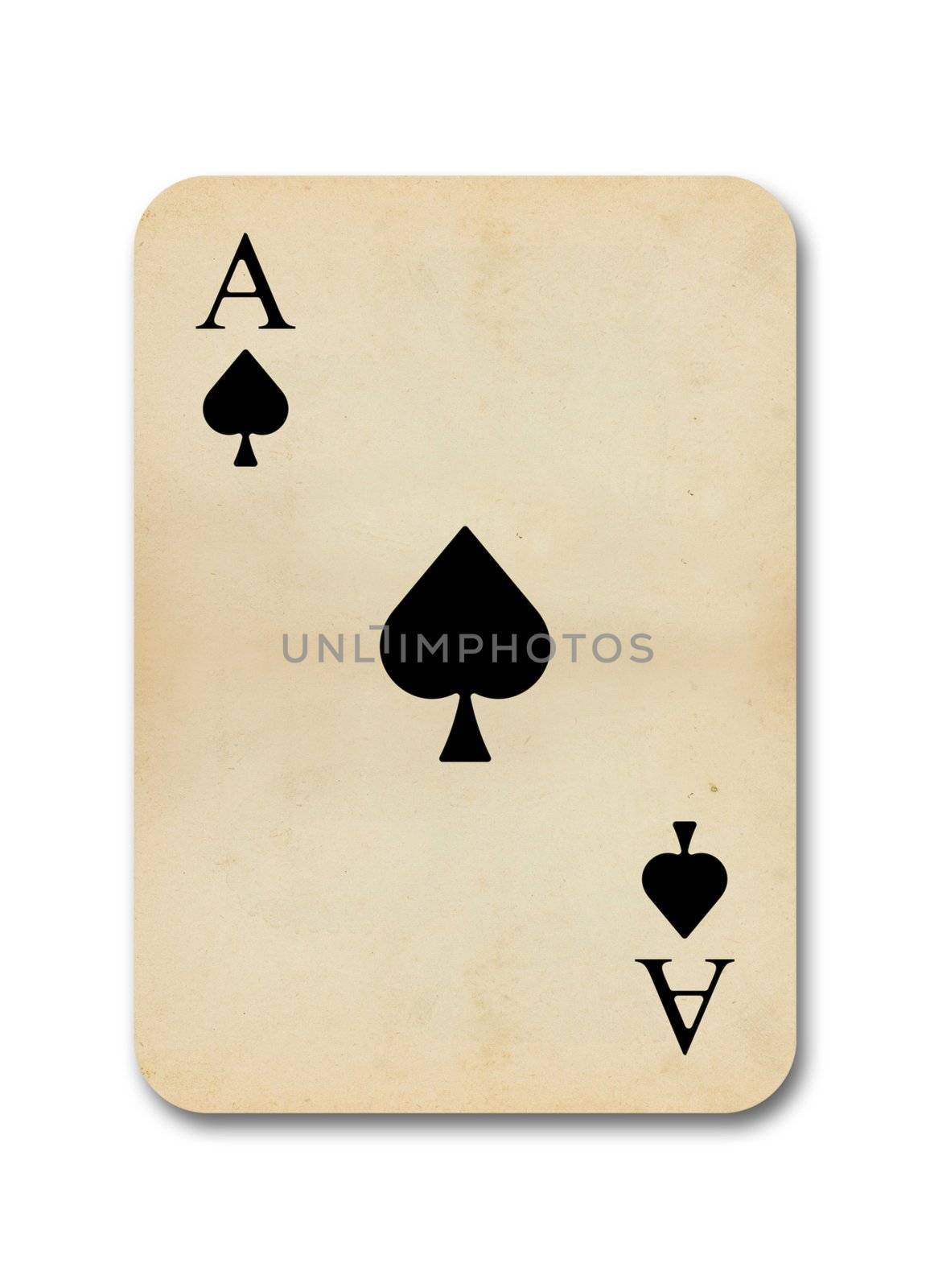 isolated old vintage aces playing card