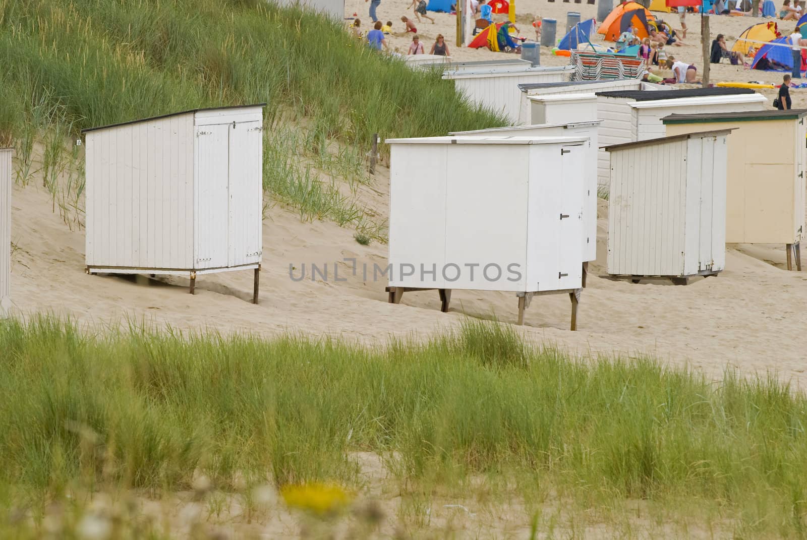 Beach cabins at the dutch coast