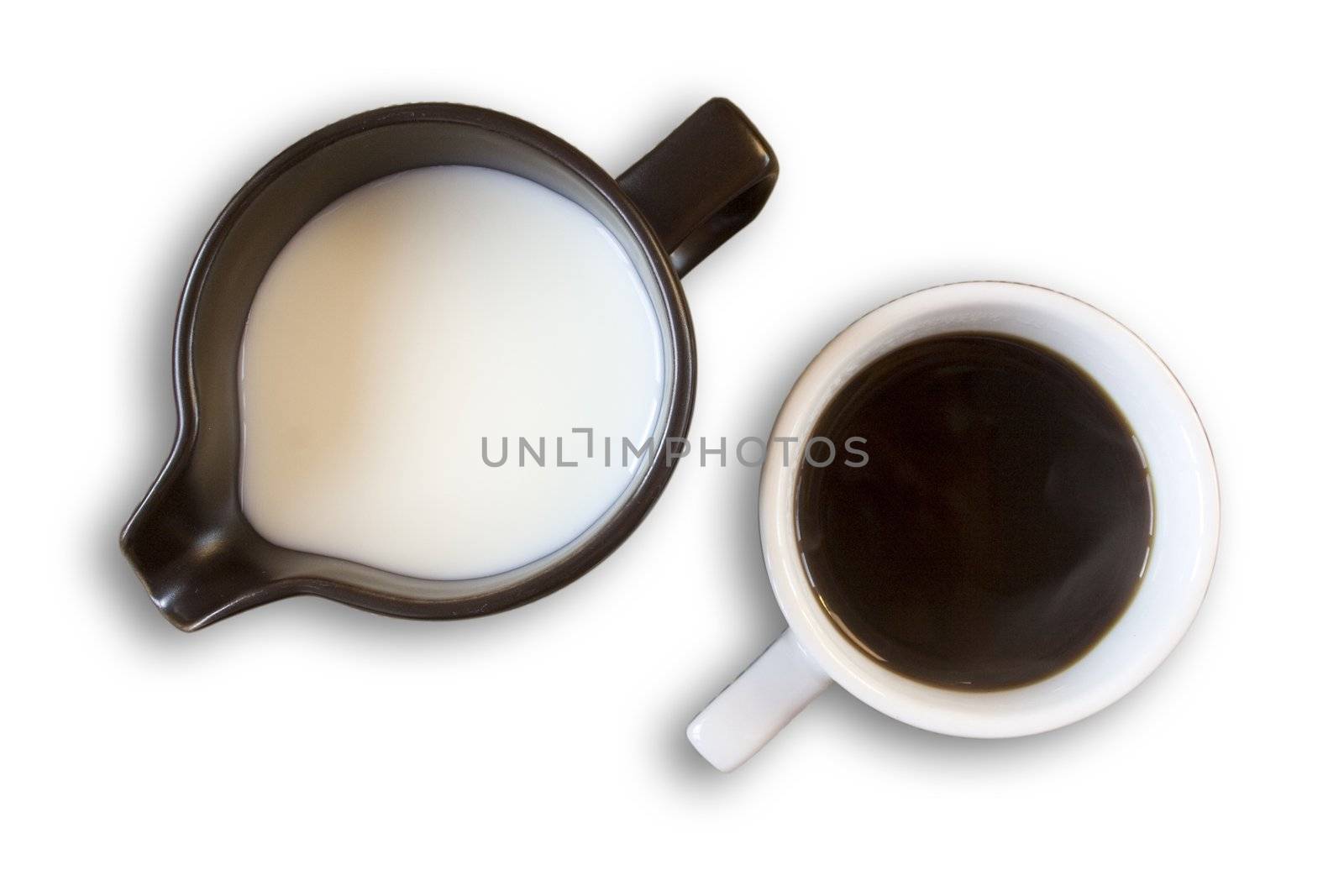 coffee and milk cup isolated on white