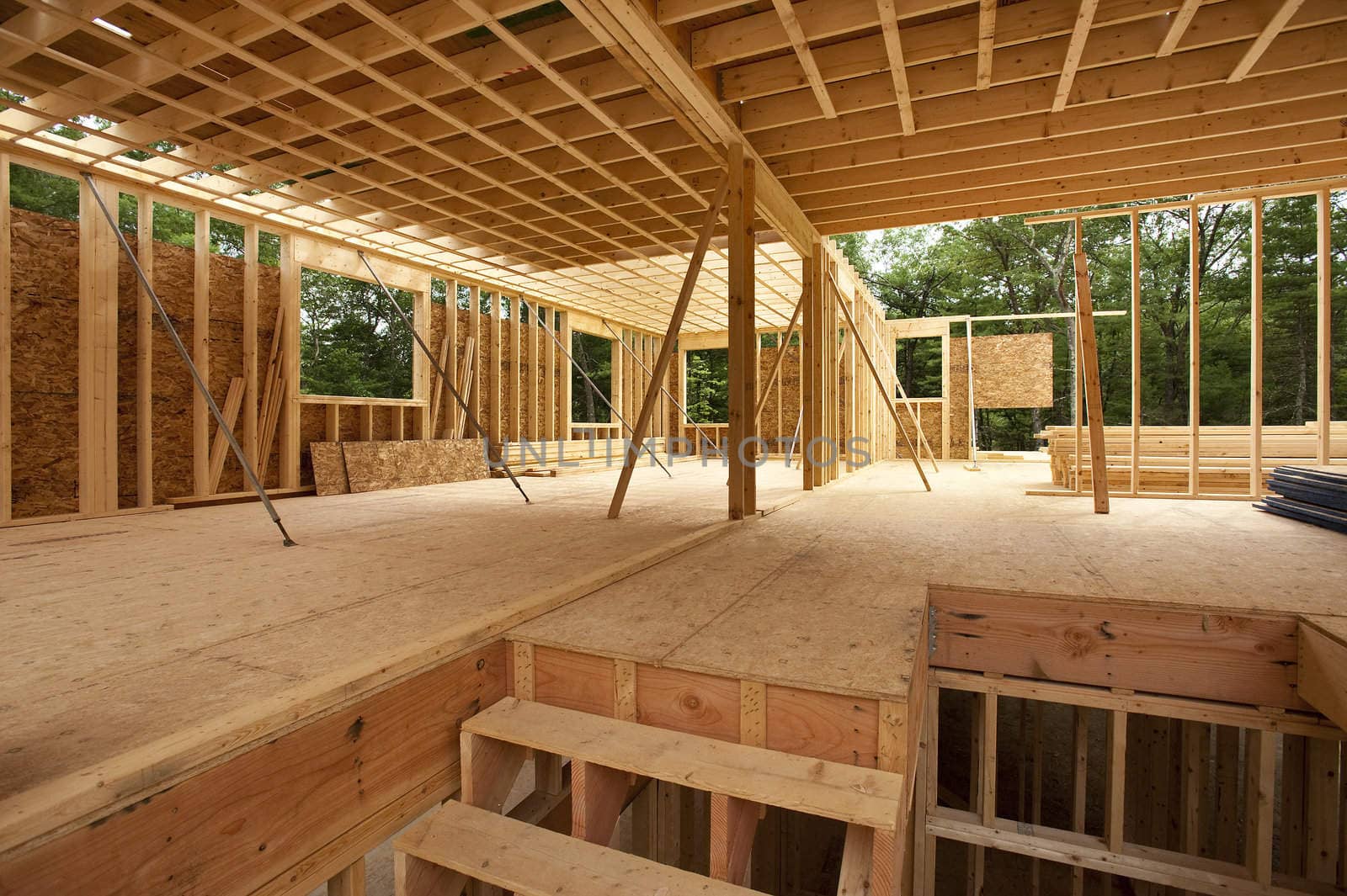Interior framing of a new house under construction