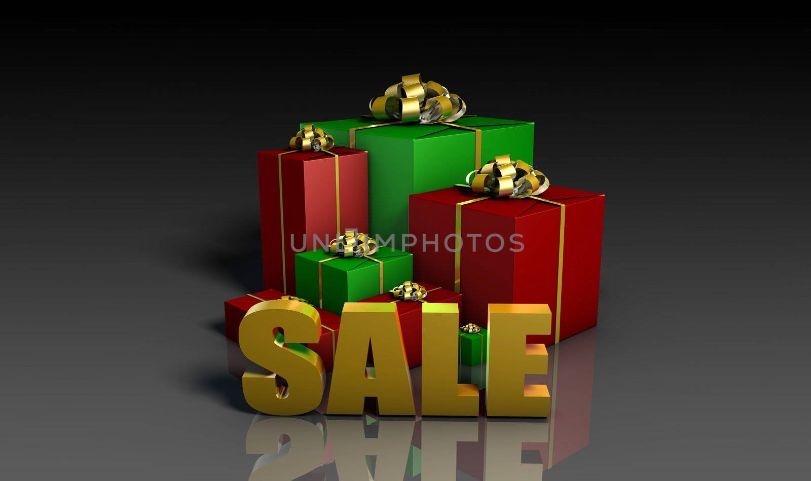 Christmas Sales Shopping Sign Red Green in 3d 