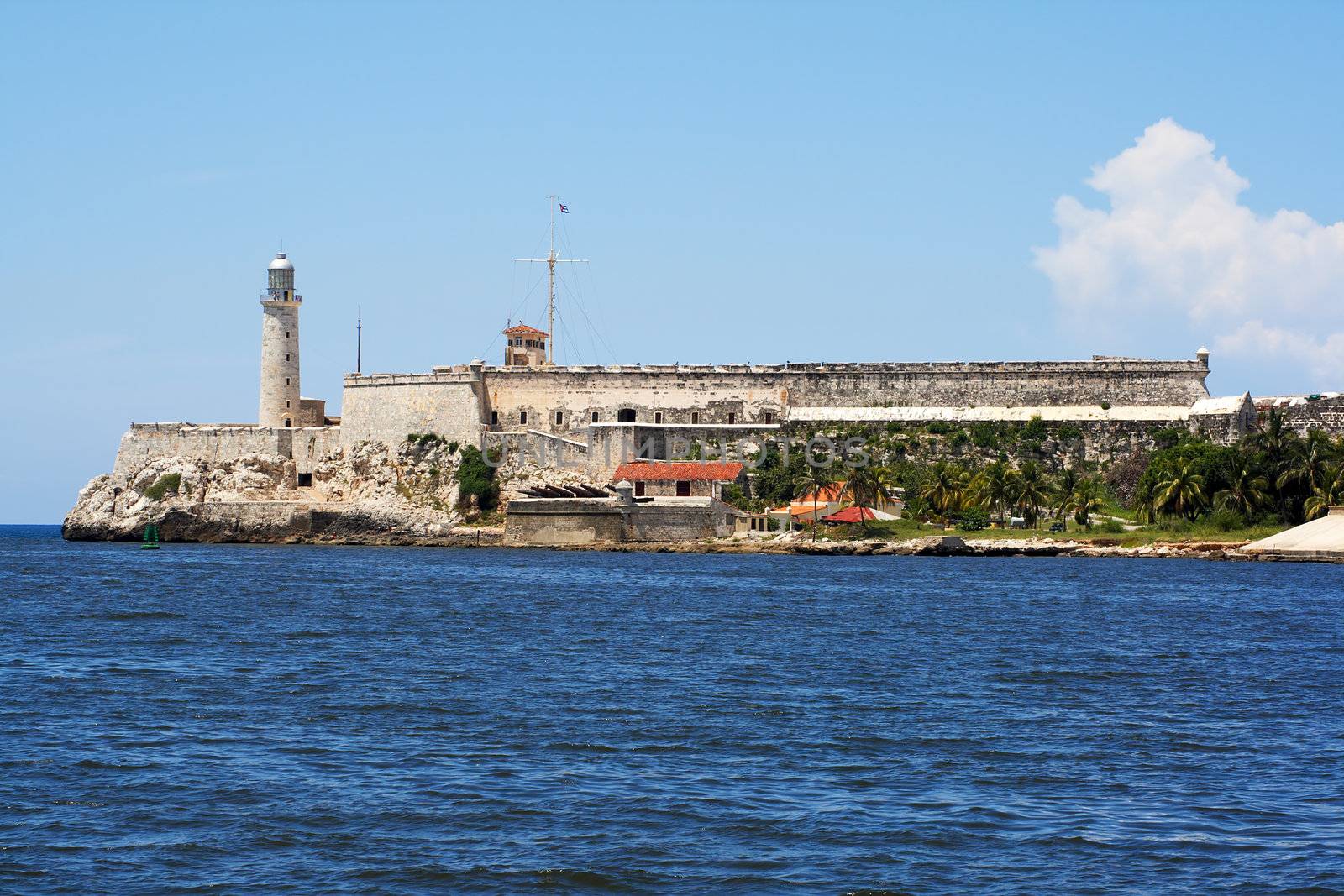 The colonial "El Morro" castle in the entrance of the bay of Havana