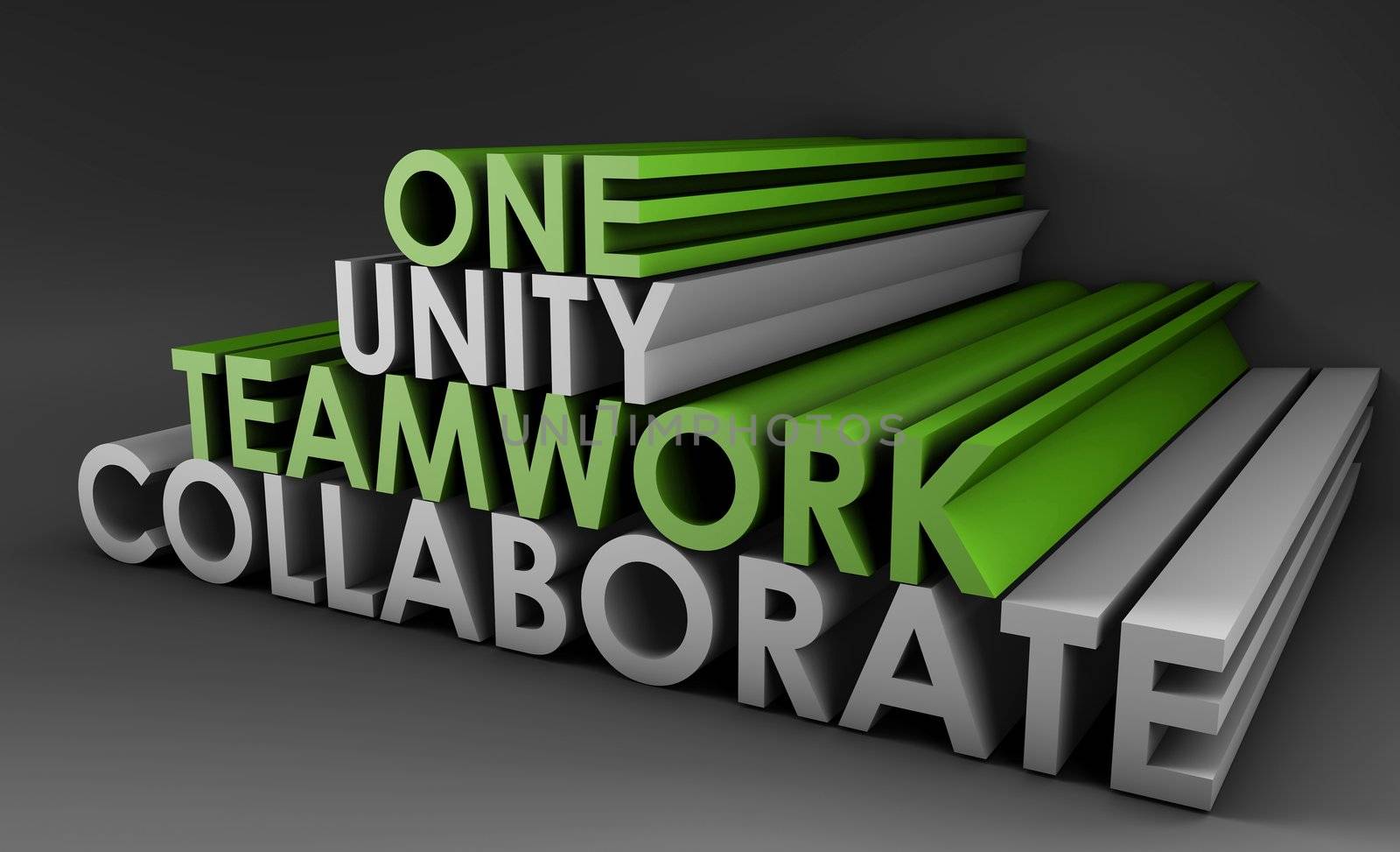 Teamwork Unity and Collaboration in 3d Text