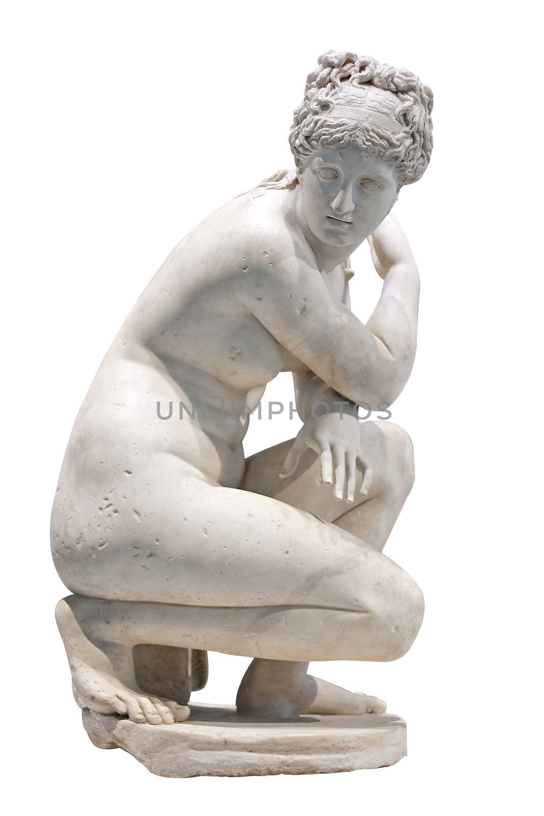 White marble statue of a nude woman