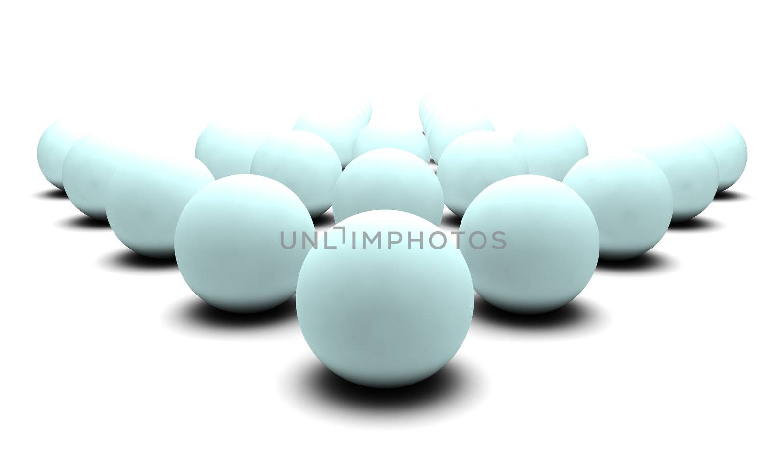 Digital Spheres in 3d on White Background