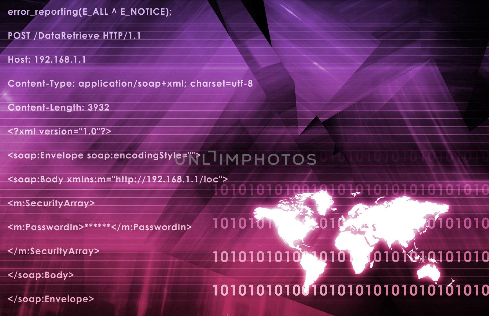Worldwide Network Media in a Purple Abstract