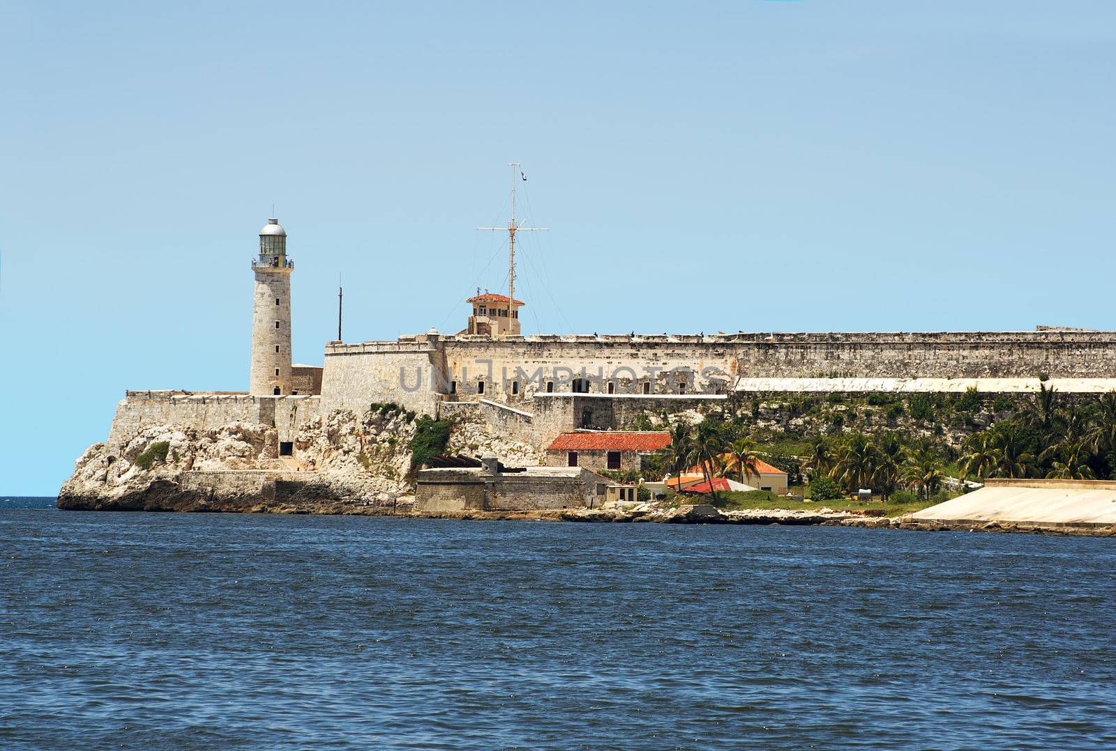 The fortress of El Morro in the bay of Havana in a clear day