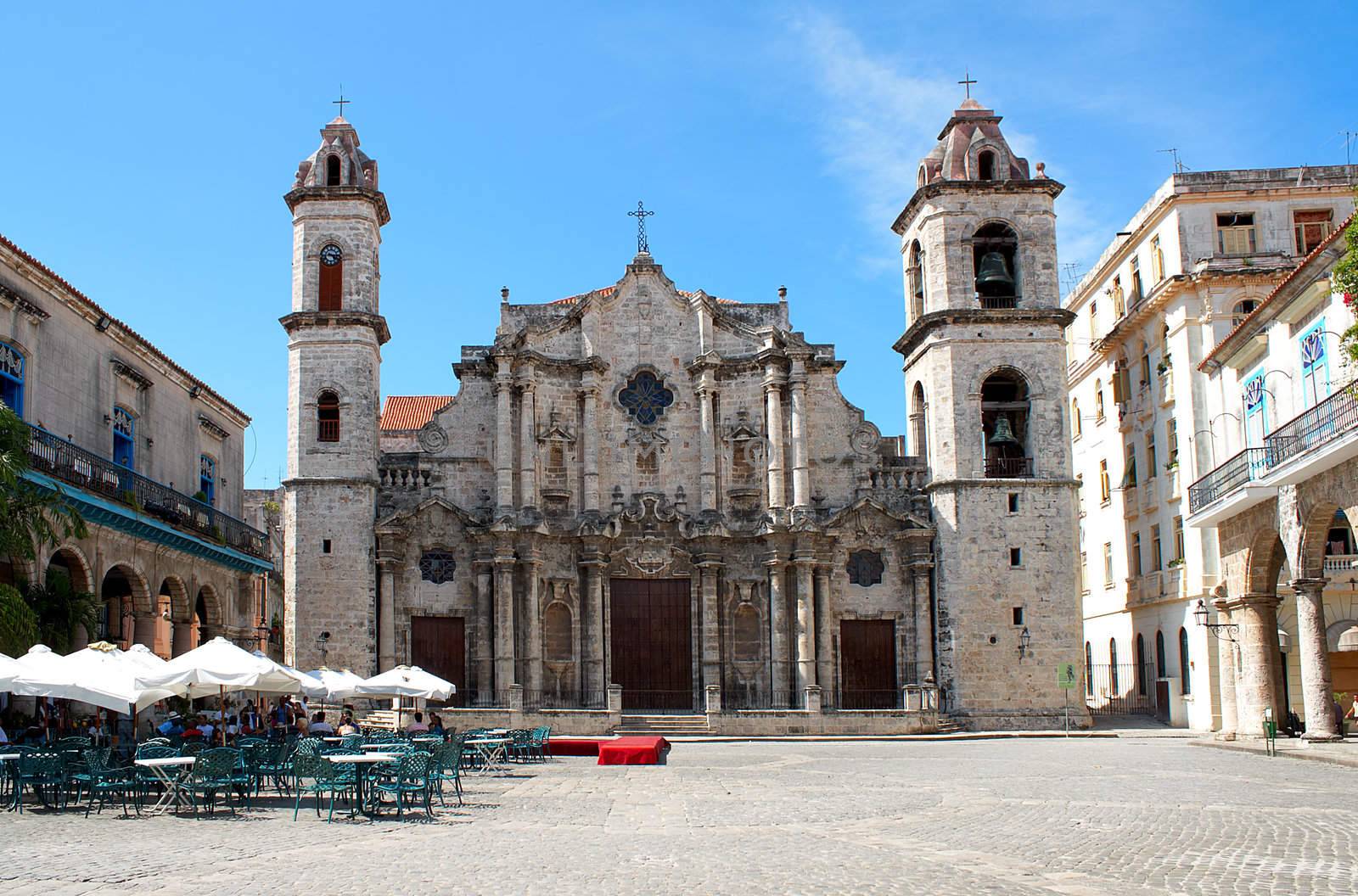 The Havana Cathedral and its adjacent square in Cuba