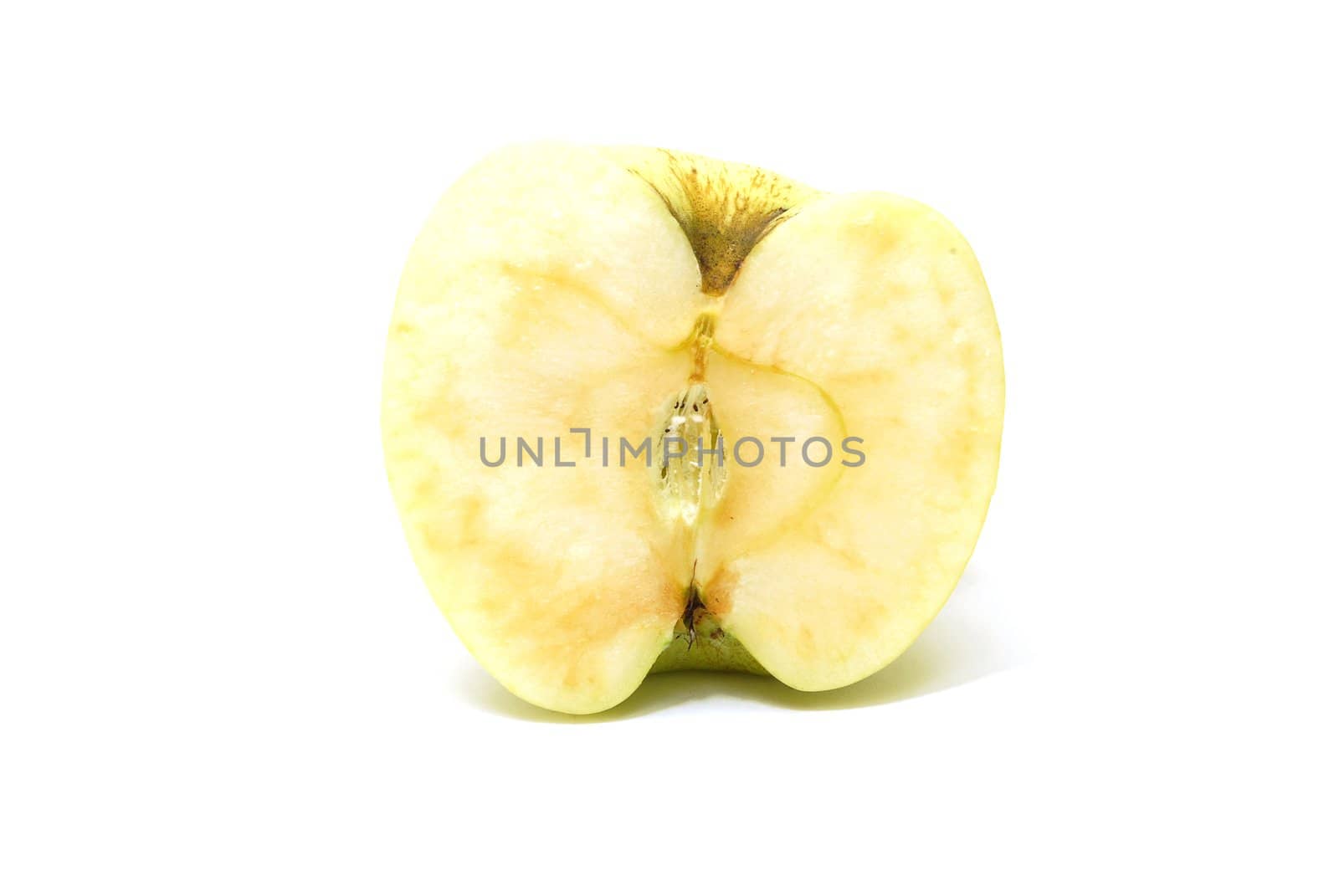 Cutted Yellow Apple Isolated on White