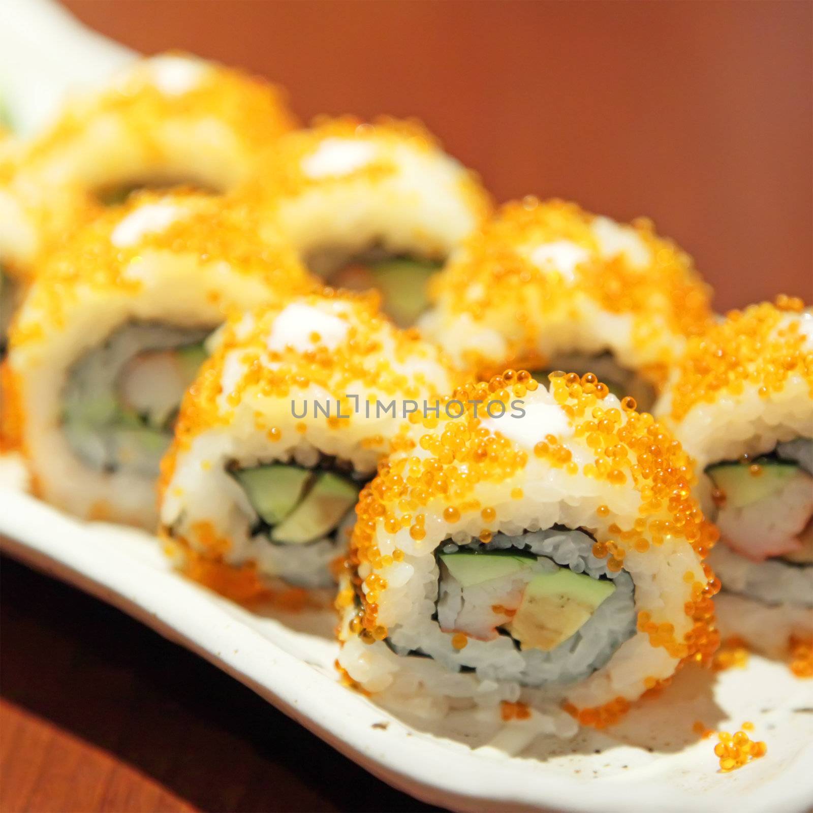 Sushi California Maki Futomaki Serving As Meal