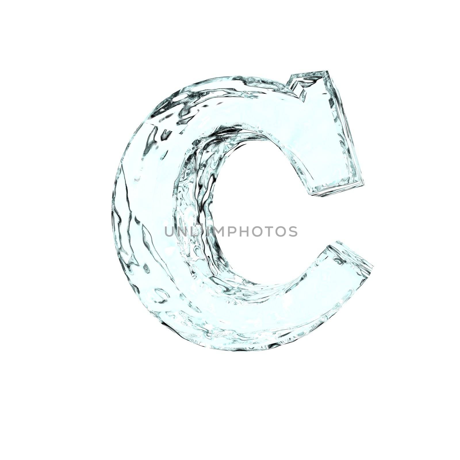 frozen uppercase letter C on white background - 3d illustration