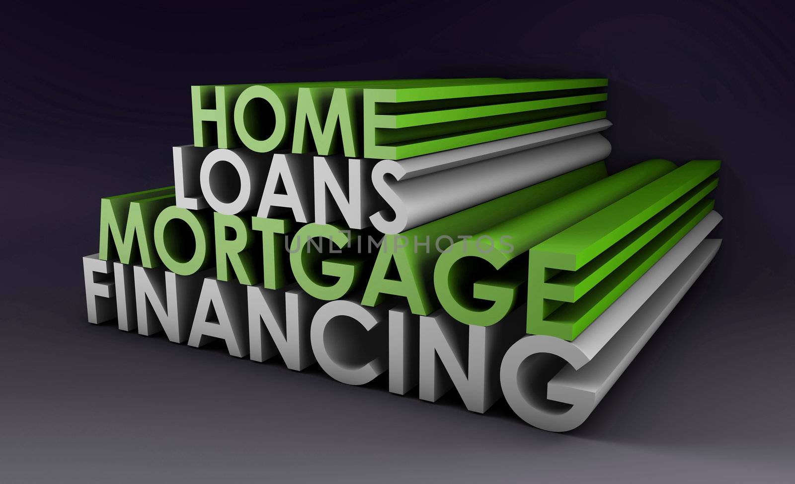 Home Loans Mortgage Financing Concept in 3d