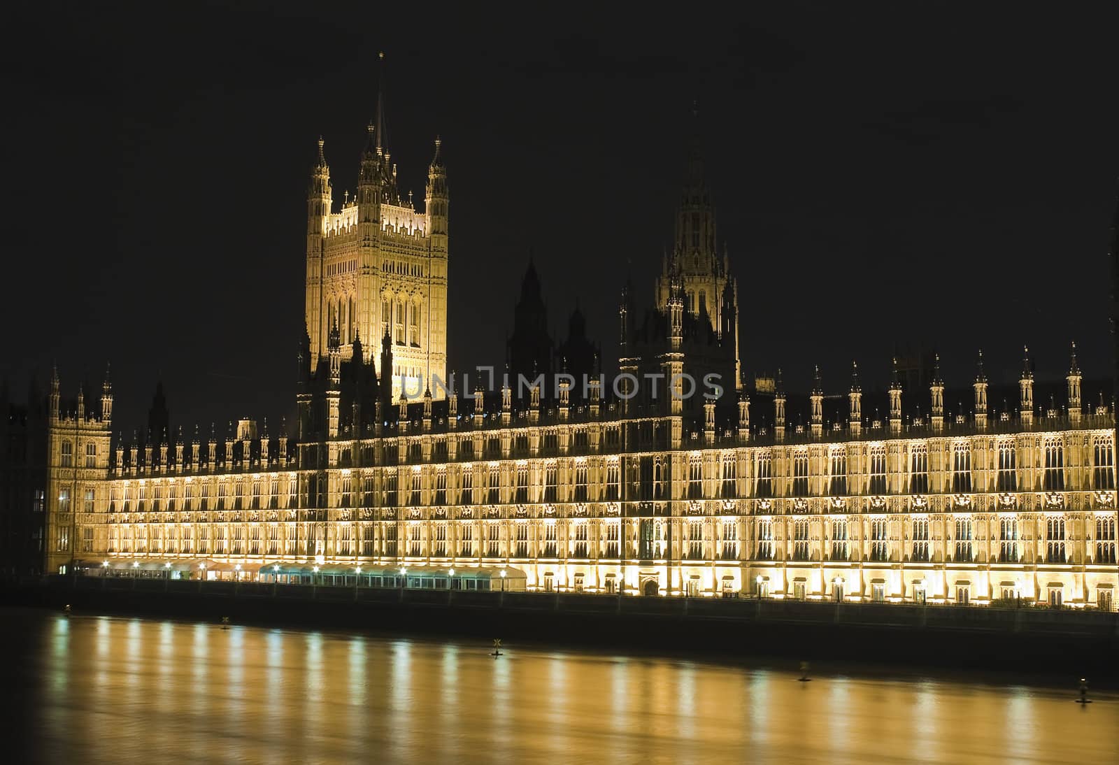 The Houses of Parliament in London illuminated at night