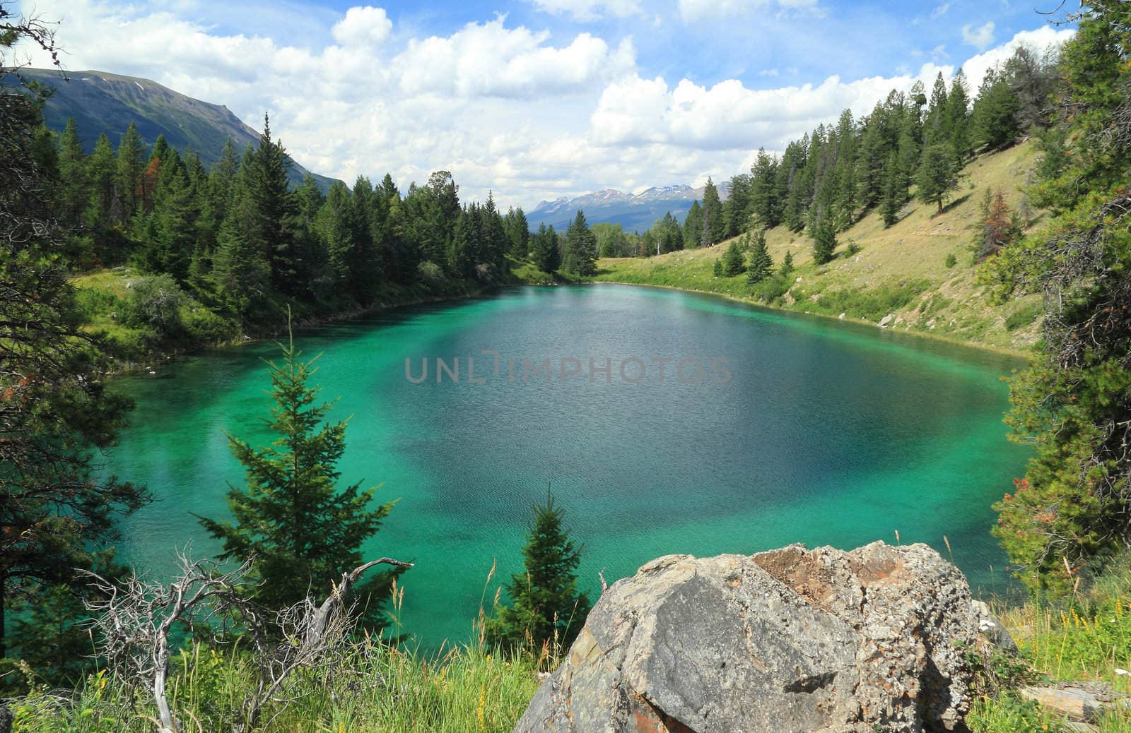 Turquoise Colored Mountain Lake - Jasper National Park, Alberta