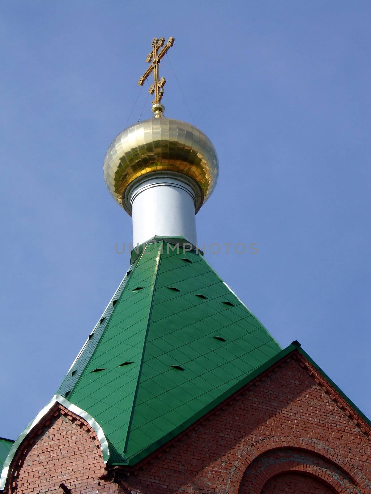 Russian orthodox church on a background of blue sky