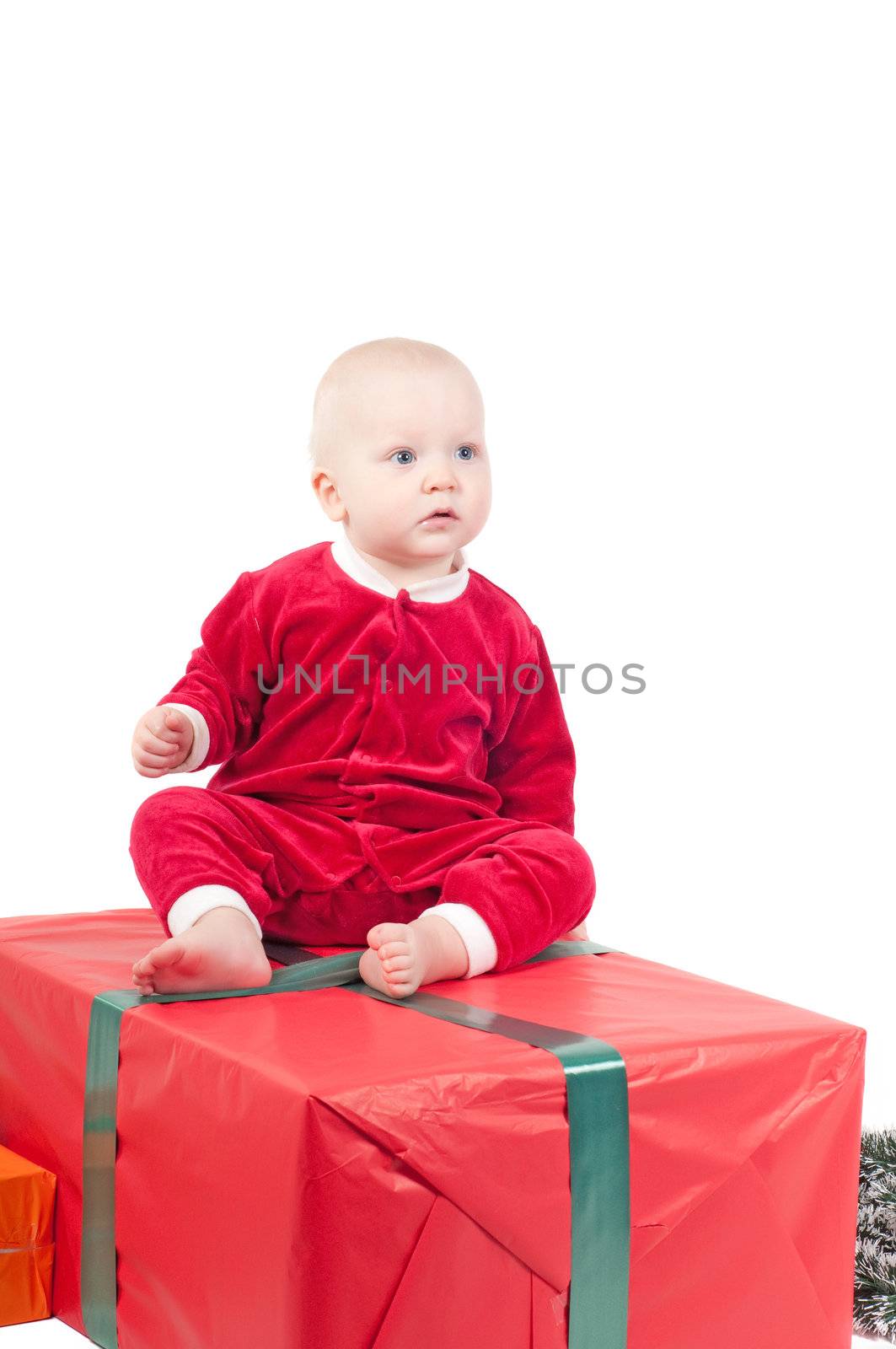 Studio shot of cute little christmas baby